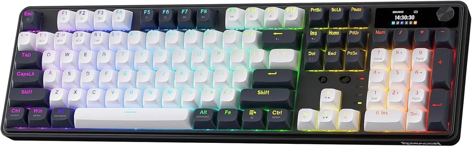 Teclado Gamer Redragon K761 PRO Wireless 104 teclas con pantalla y control giratorio
