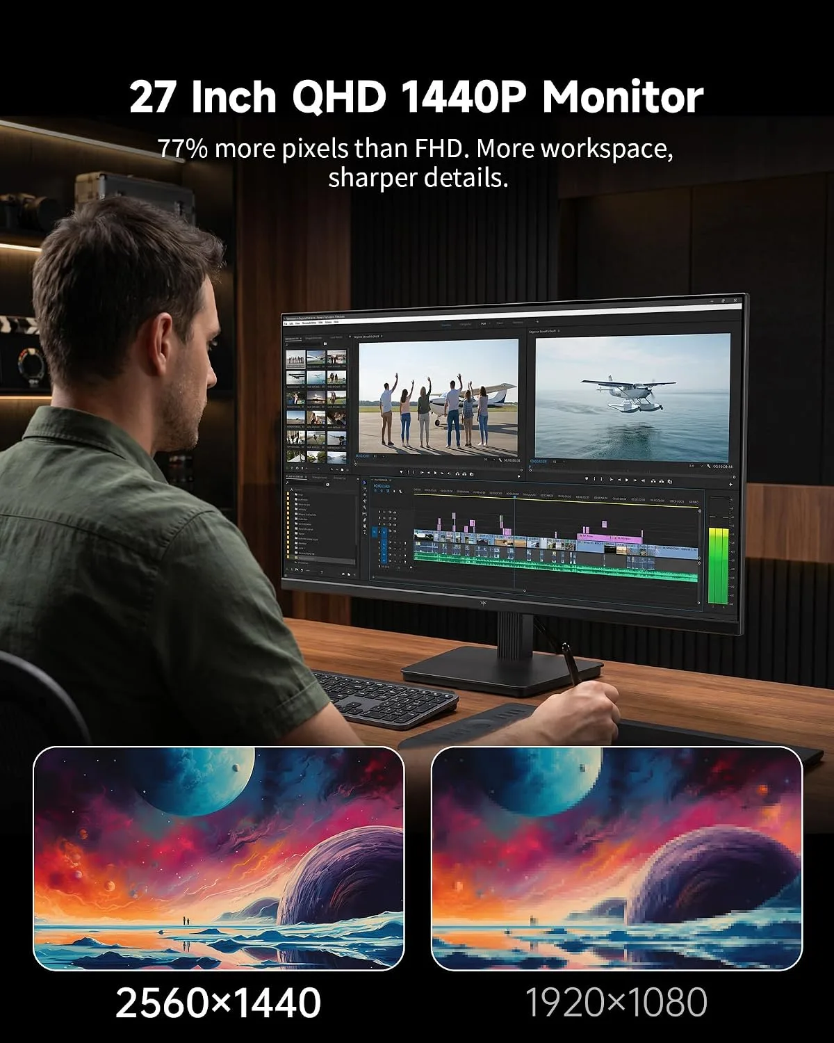 KTC 27 Inch QHD Computer Monitor, 144Hz Gaming PC Monitor, 4000:1, H27T27S