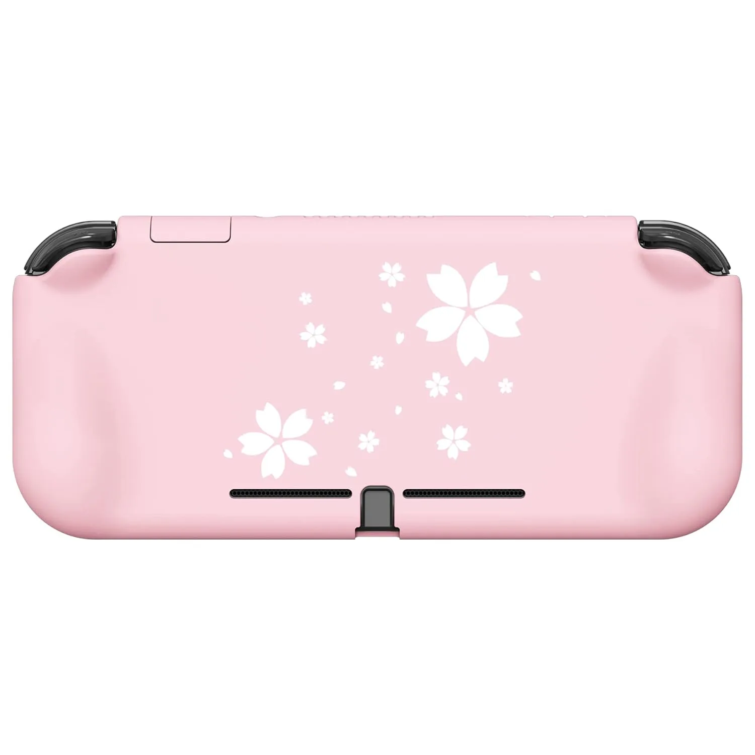 PlayVital ZealProtect Protective Case for Nintendo Switch Lite, Hard Shell Ergonomic Grip Cover for Nintendo Switch Lite w/Screen Protector & Thumb Grip Caps & Button Caps - Cherry Blossoms Petals