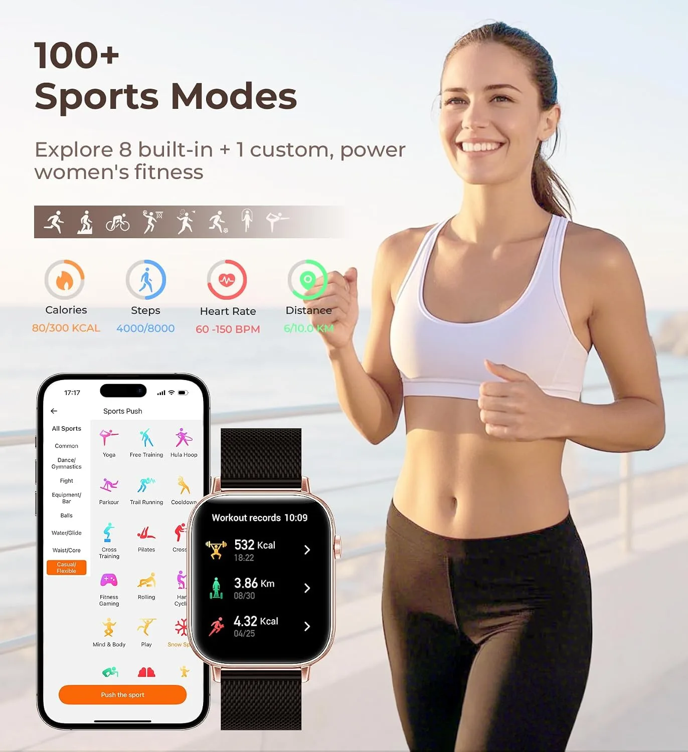Iaret Smart Watch for Women, 1.83" HD Fitness Tracker with 4 Bands, Answer/Make Calls, Heart Rate/Sleep/SpO2/Step Tracking, 100+ Sport Modes, Android/iPhone Compatible Gift (Black Gold)