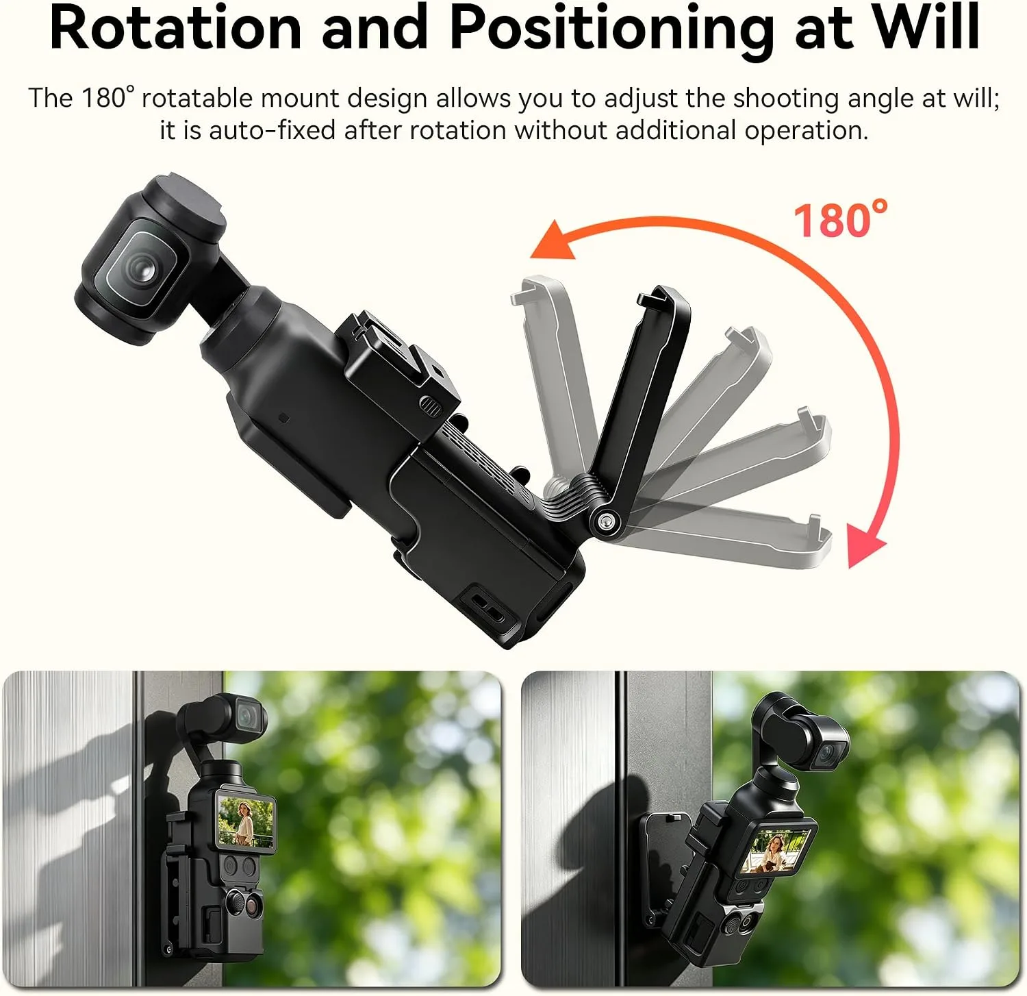 AMAZEAR Magnetic Mount Stand Compatible with DJI Osmo Pocket 4P/4/3/Xtra Muse, Pocket4 Accessories Adapter Clamp Magnet Suction Case Holder on Desktop/Vertical Surface, 180° Adjustable Handle, Black