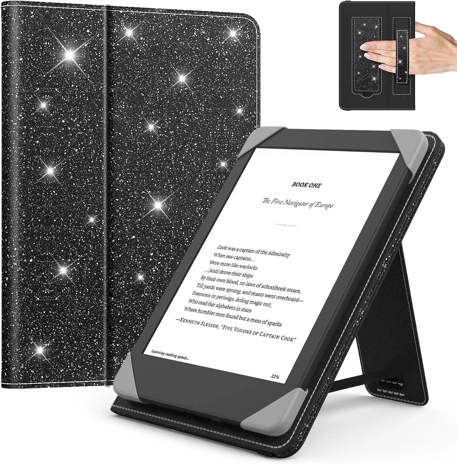 Moko Universal Case for 6 inch eReaders&Tablets, Glitter Black