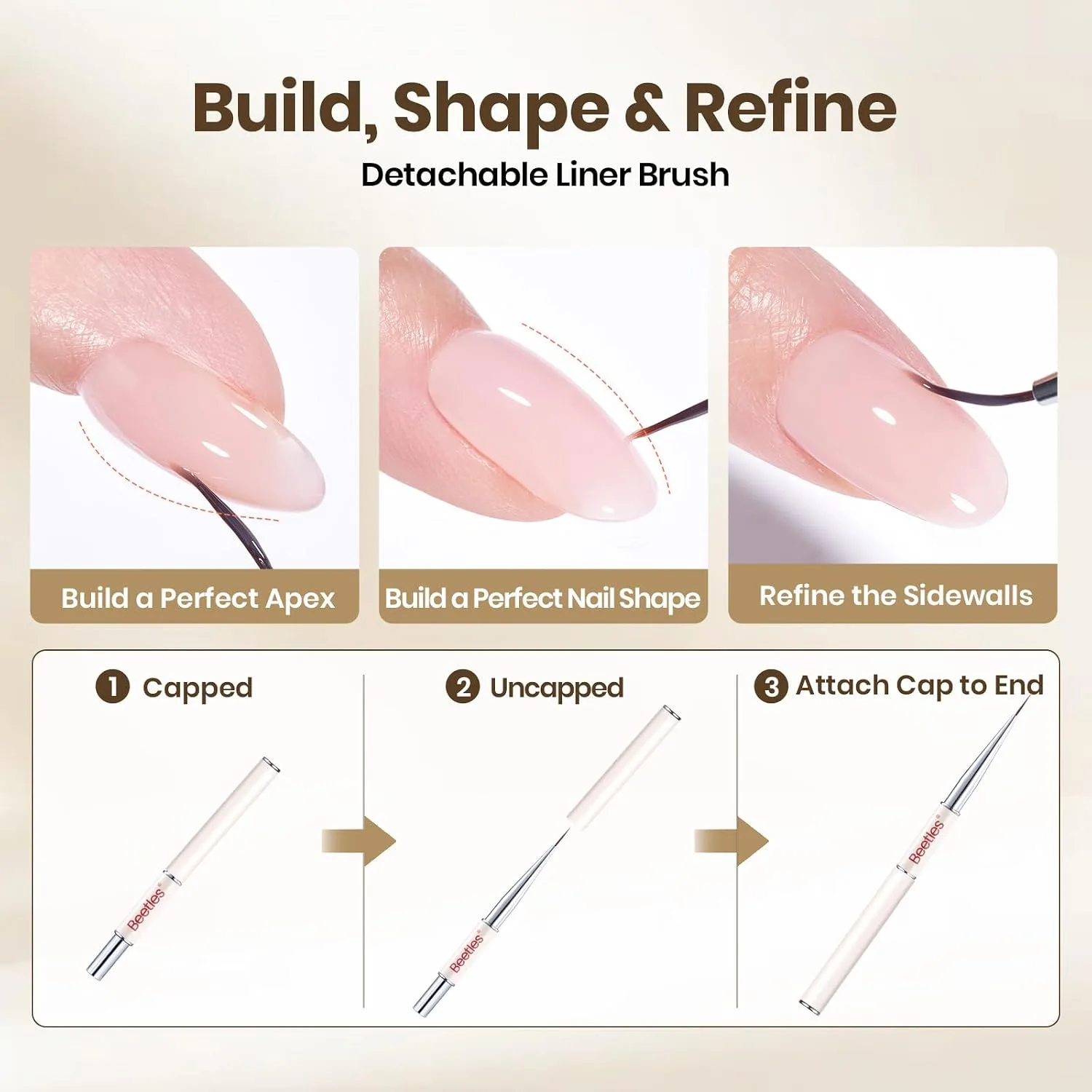 Beetles Builder Gel Nail Kit Clear & Nude Pink, Base Top Coat UV Nail Lamp