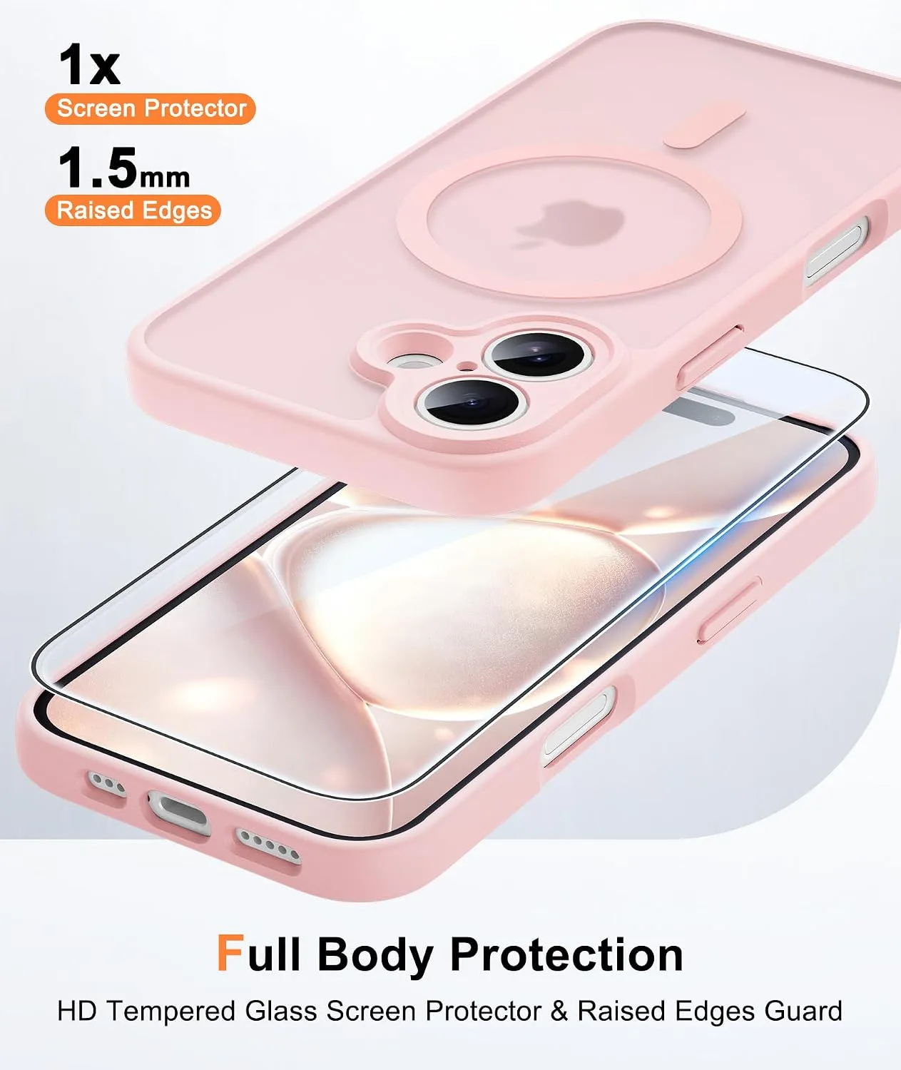 FNTCASE for iPhone 16 Case Fit for MagSafe Light Pink