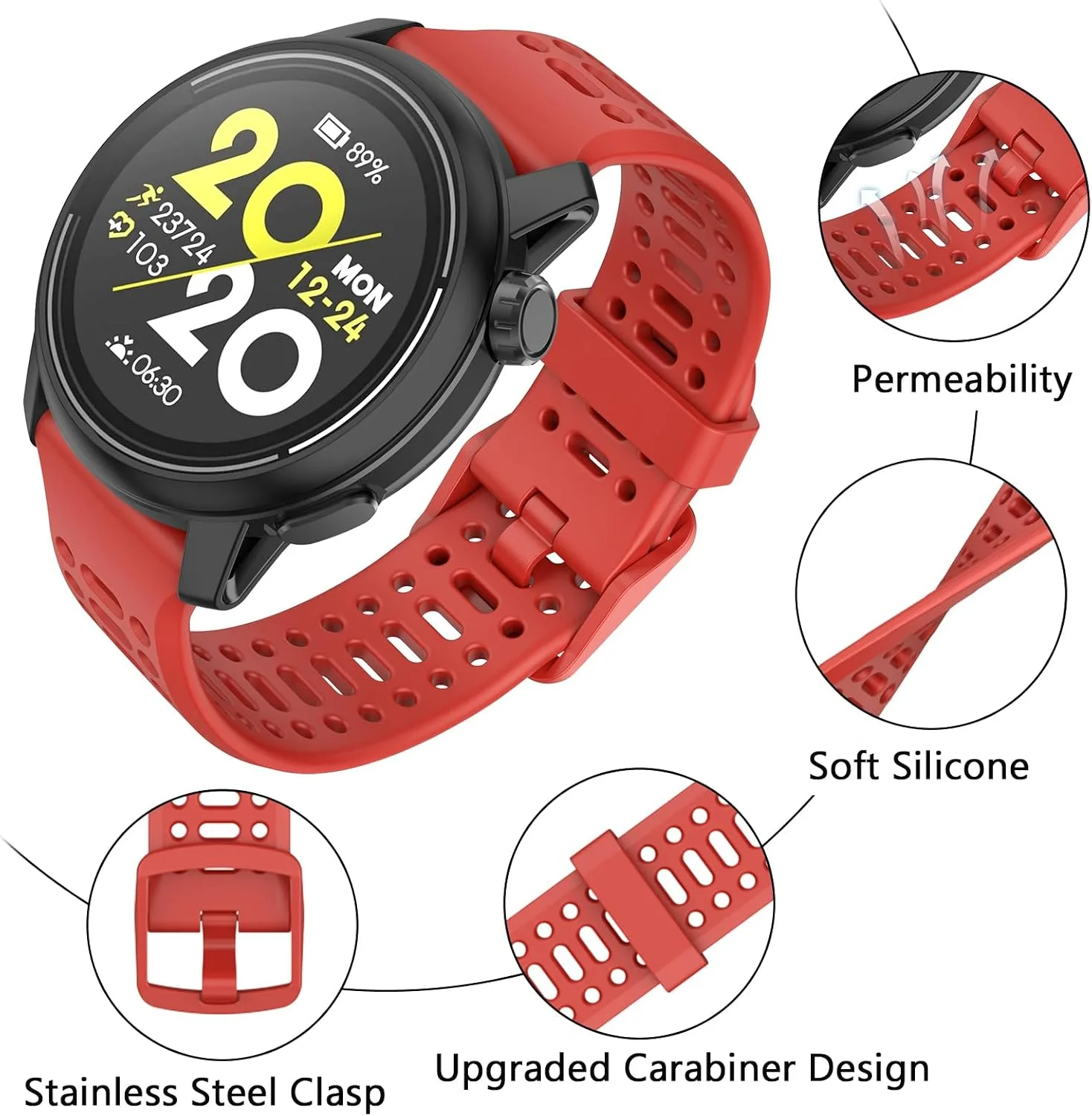 Compatible with COROS Pace 3 Watch Band, 22mm Quick Release Sports Silicone Watch Band Breathable Wristband Strap Women Men Strap for COROS APEX 2 Pro/APEX 46mm/APEX Pro