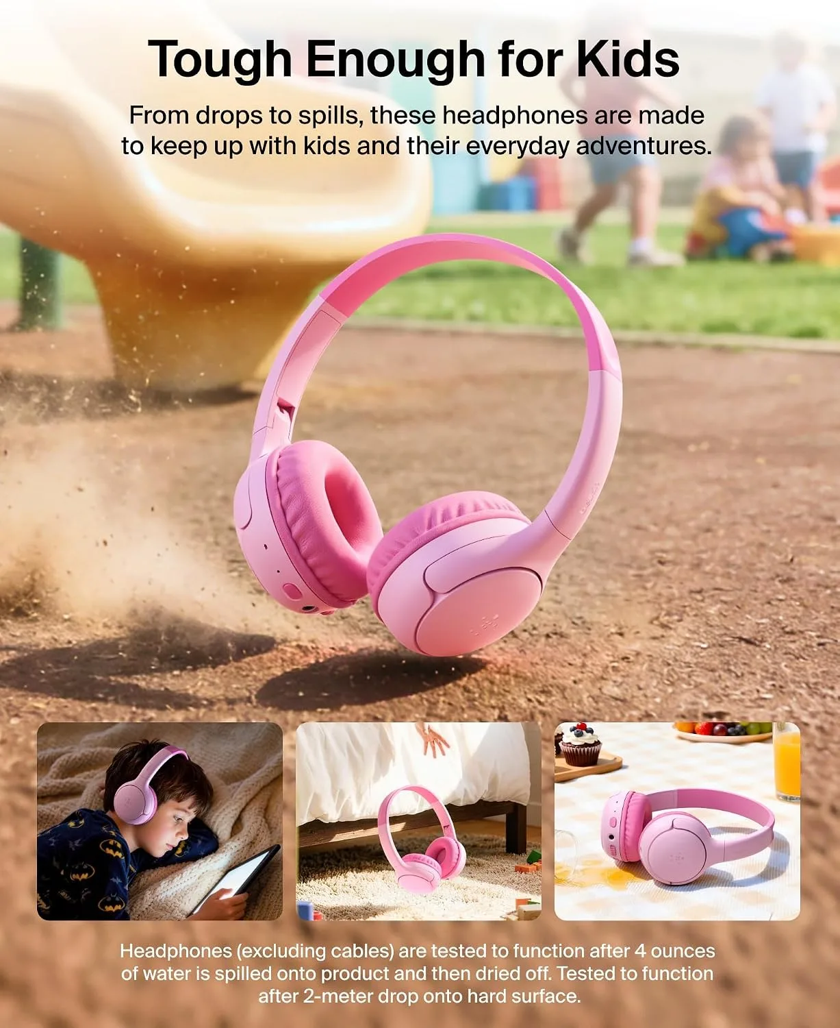 Belkin SoundForm Mini 2 Kids Headphones, Wireless & Wired, 55H Playtime