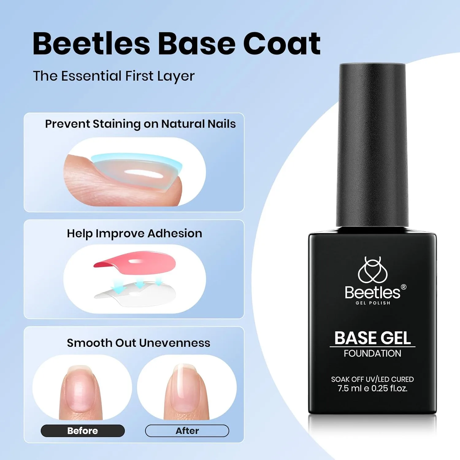 Beetles Gel Top Coat Matte Top and Base Coat Set 3 Pcs 7.5ml