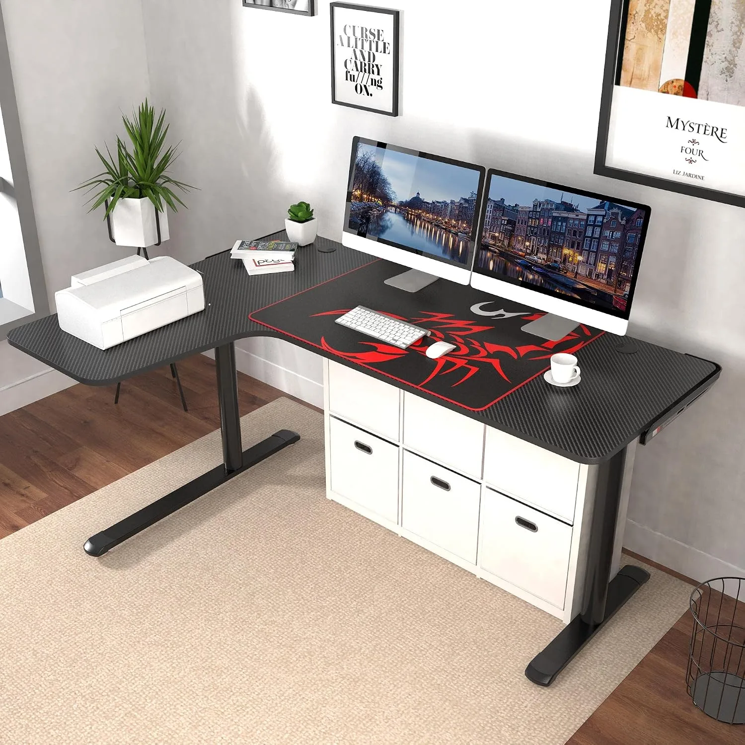 EUREKA ERGONOMIC Gaming Desk, 60 Inch L-Shaped Computer Desk, Left, Black