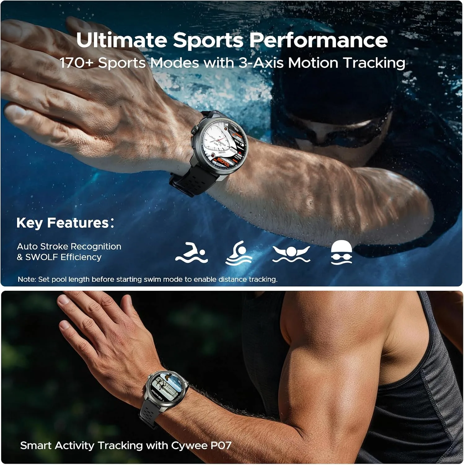 ANYMOVING M1 Smart Watches,Dual-Band GPS & 170+ Sports Modes