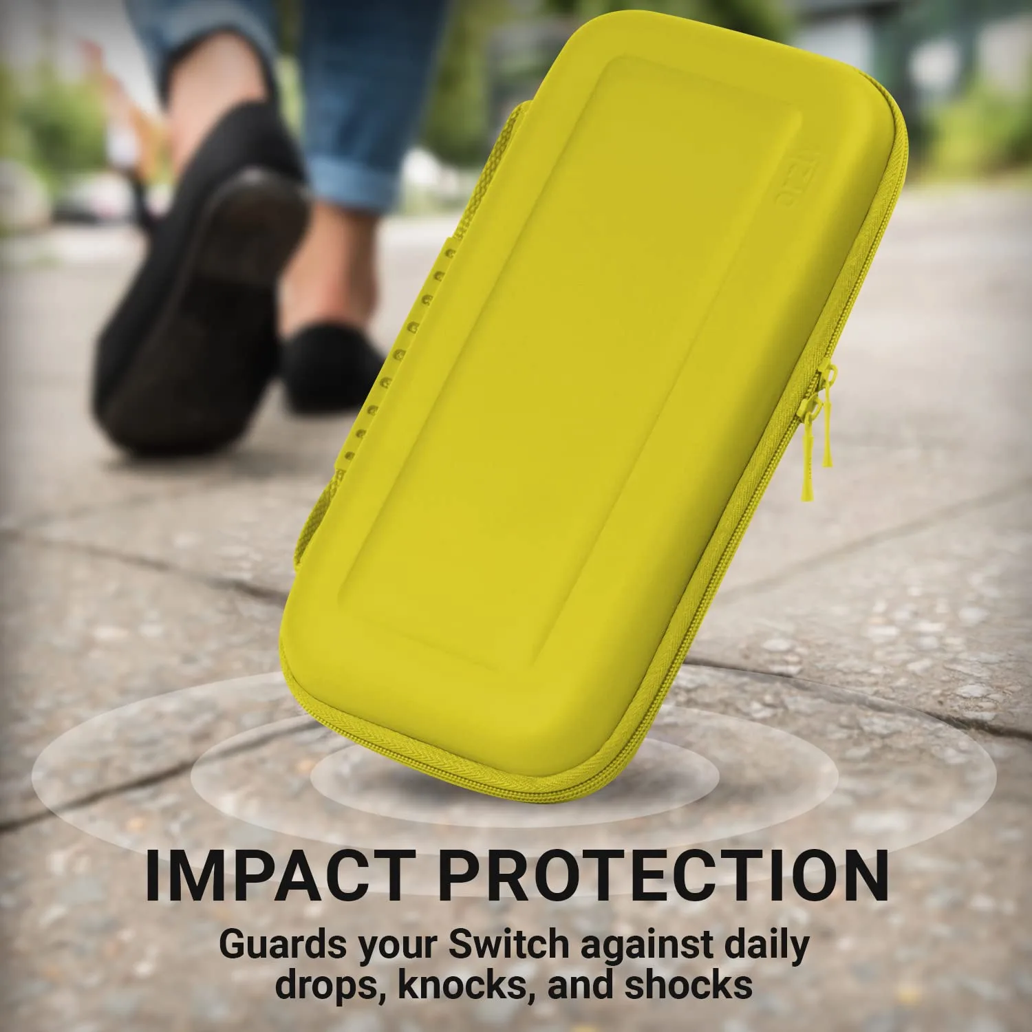 Orzly Carrying Case for Nintendo Switch OLED and Switch Console - Yellow Protective Hard Portable Travel case Shell Pouch for Nintendo Switch Console & Accessories