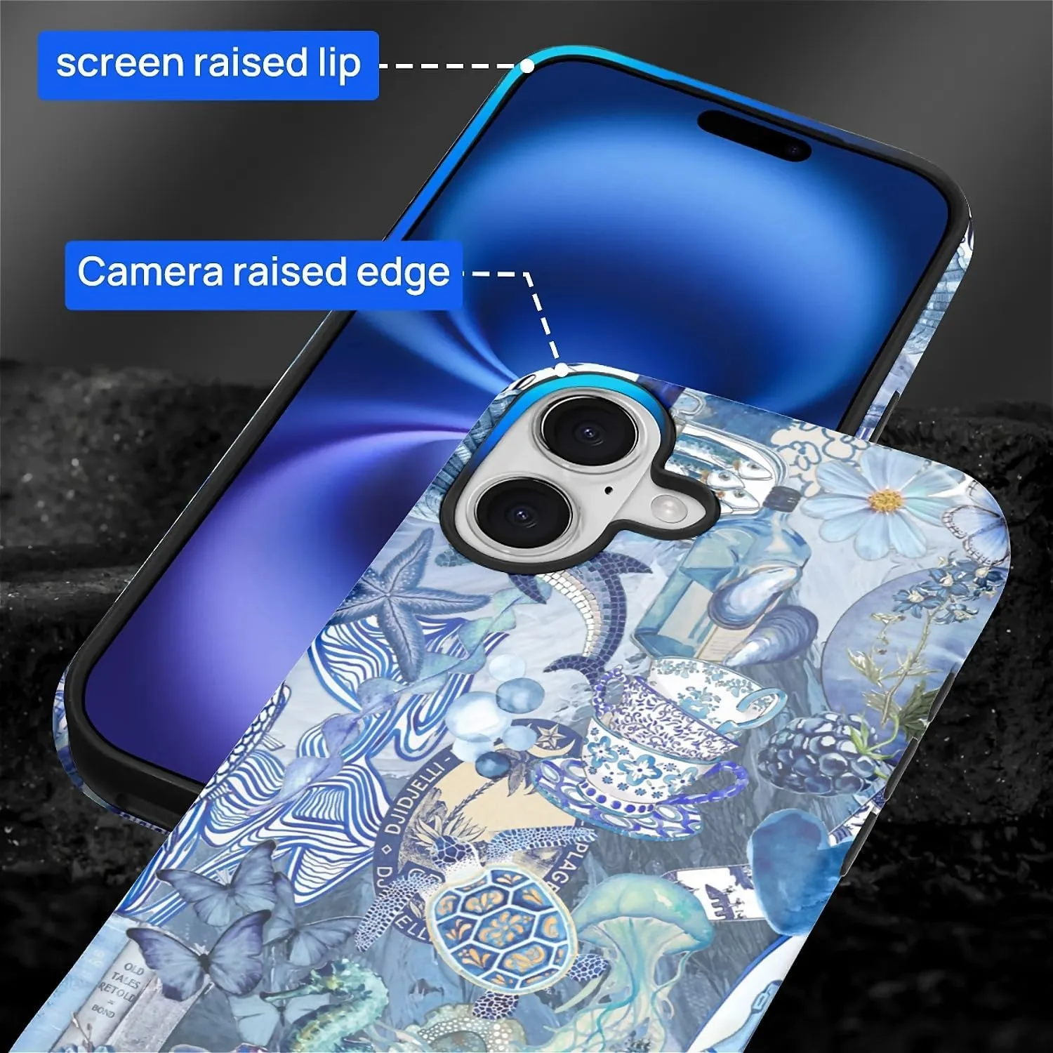 DAIZAG Case for iPhone 17,Mixed 2 Layer Design Shockproof Soft TPU Ddouble Protection Phone Case for iPhone 17-Blue Book Sea Life World