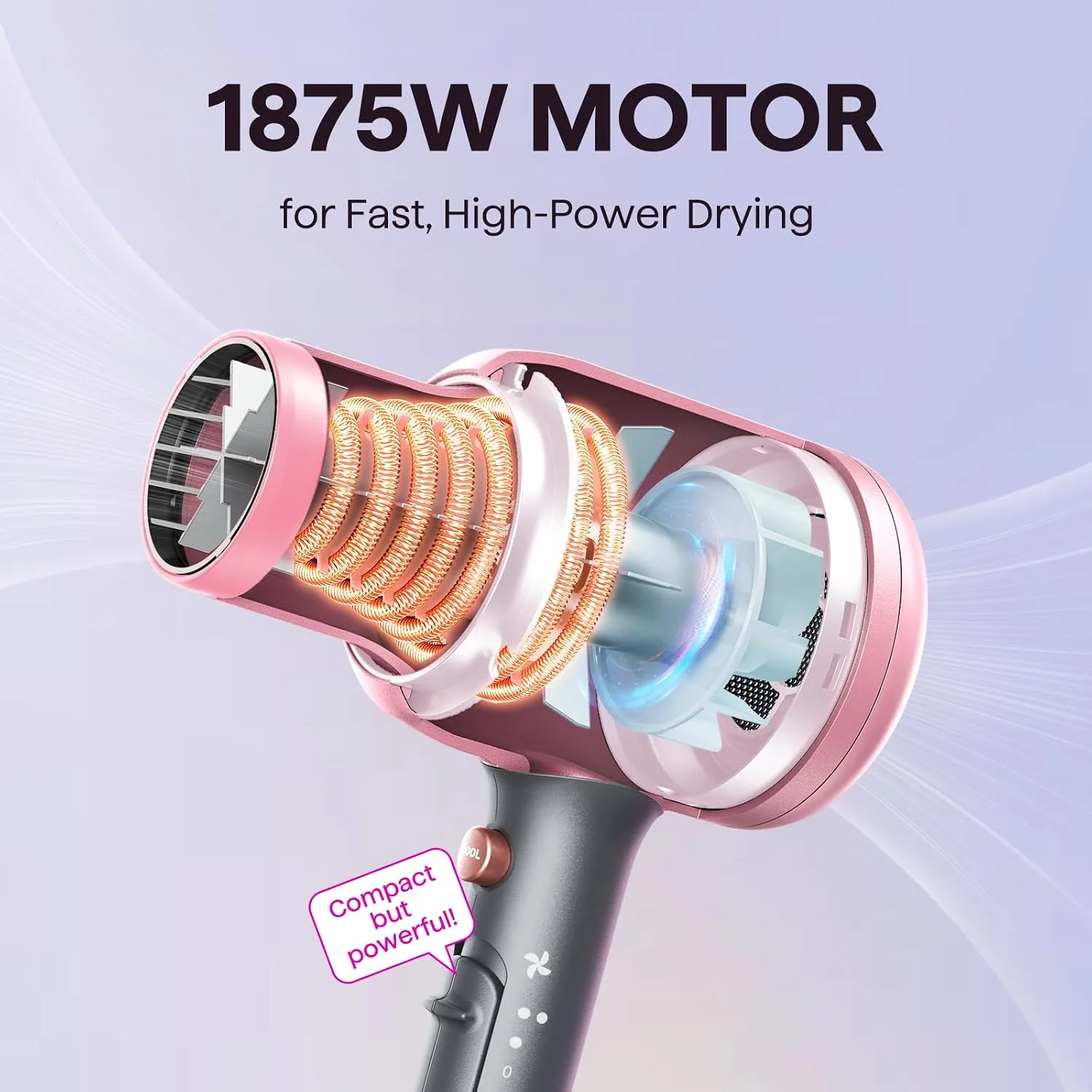 wavytalk Blown Away Ionic Hair Dryer with Diffuser for Curly Hair