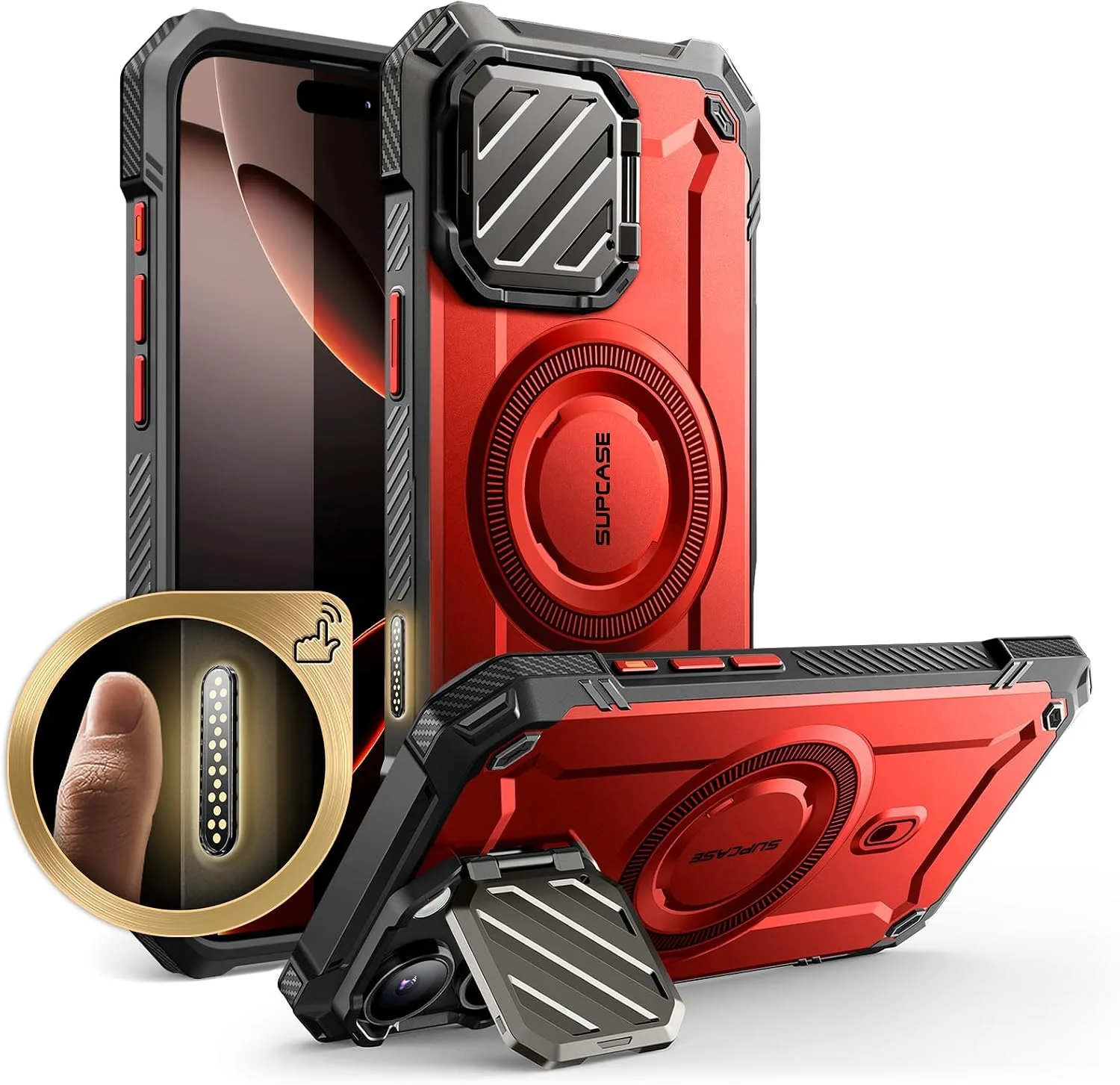 SUPCASE for iPhone 16 Pro Max Case (6.9 inch) with Camera Cover Stand,Ruddy