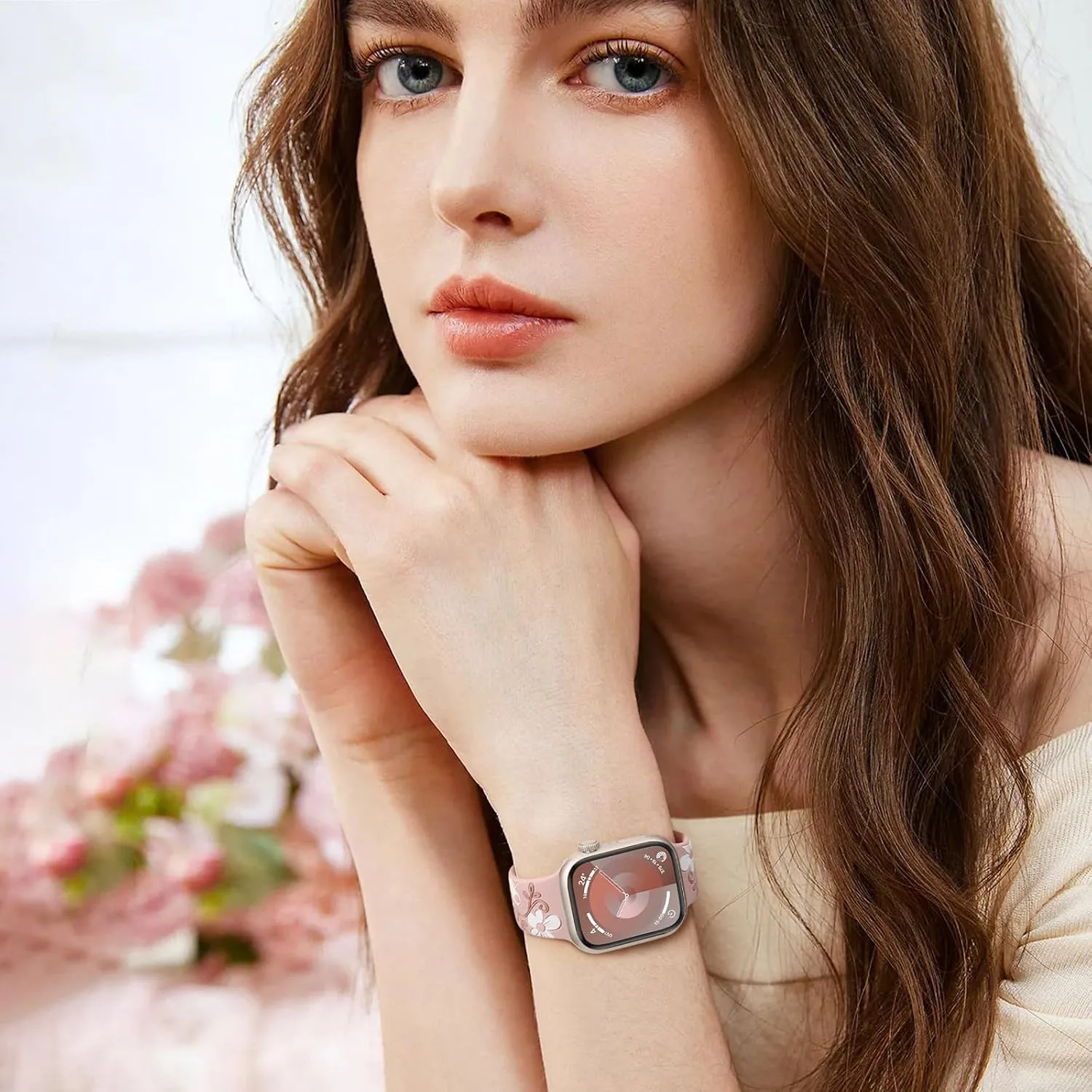 Witzon Floral Silicone Band Compatible with Apple Watch Bands For Women