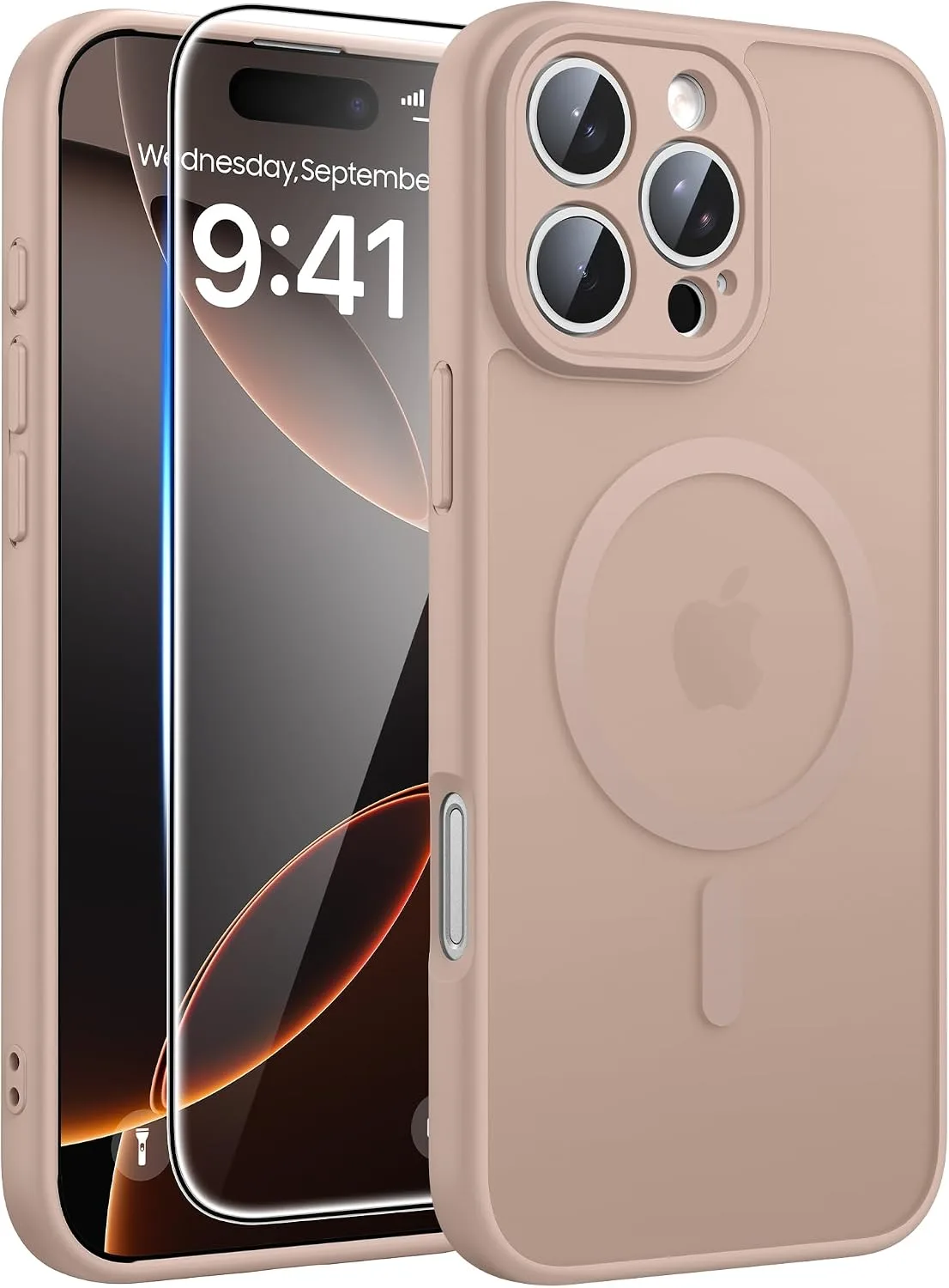 Carcasa Fntcase para iPhone 16 Pro Max con protector de pantalla de vidrio templado
