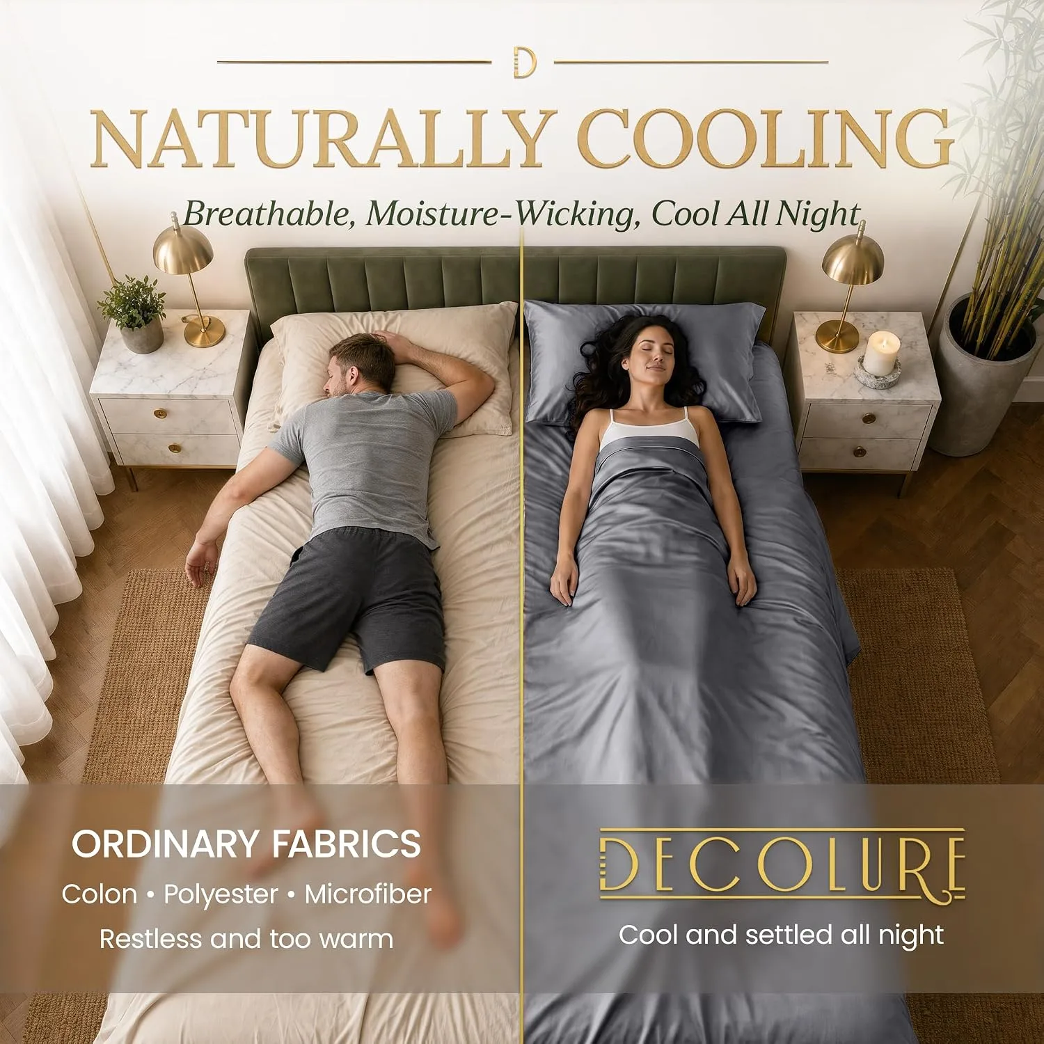 DECOLURE 100% Viscose from Bamboo Sheets King Size | 6 Pc Cooling Bed Set