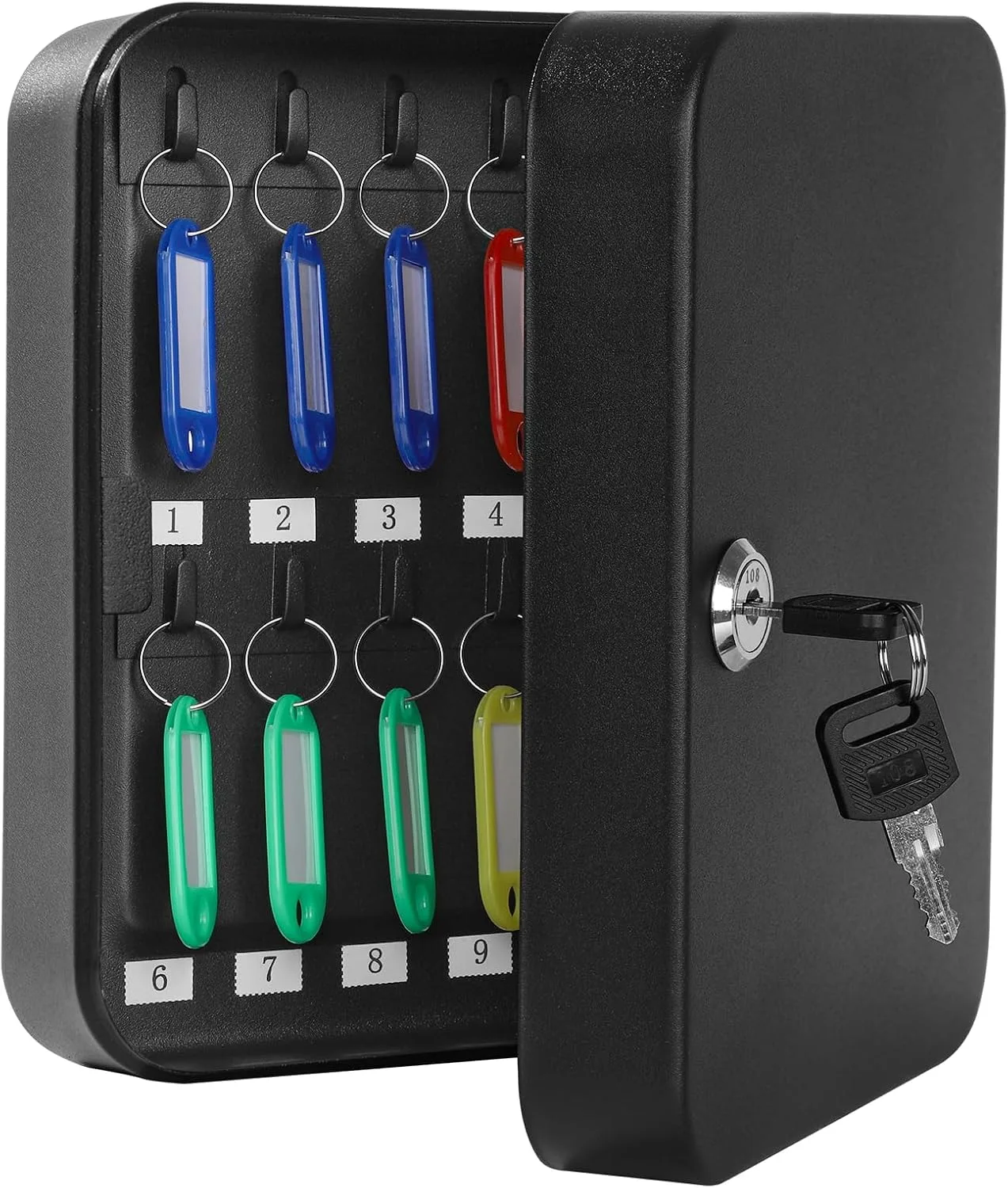 KYODOLED Key Box Wall Mount, 20-Key Steel Cabinet, Key Lock, Black
