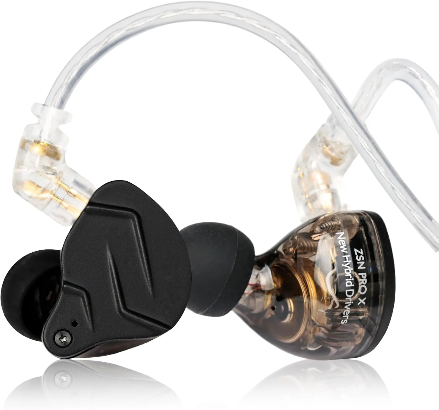 KZ ZSN PRO X Gaming Earbuds, HiFi in Ear Monitor IEM Headphones,1BA 1DD Earbud Headphone Dual Driver Drummer Musician Earphone Stereo Headset with Removable C Pin Cable for Church (NO Mic,Dark Black)