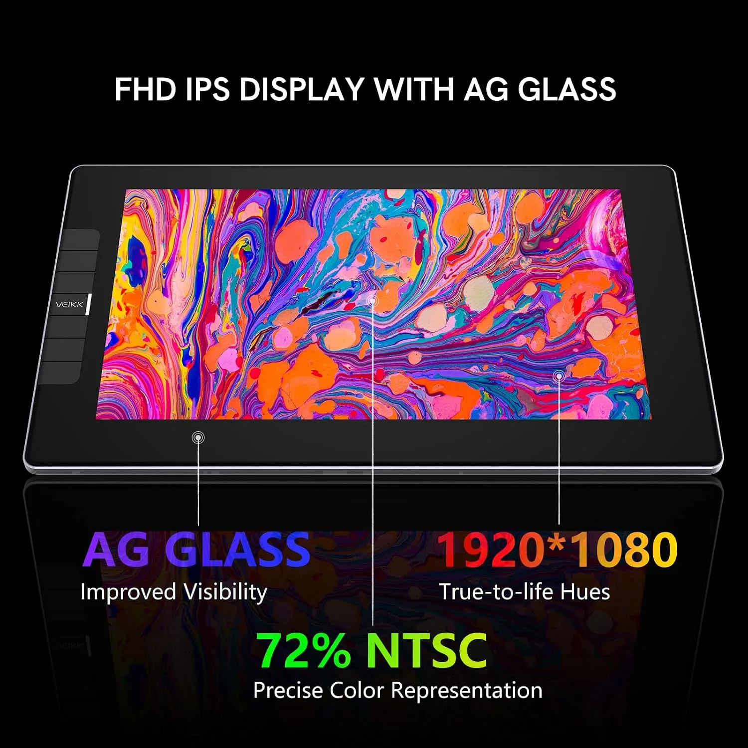 VEIKK VK1200 V3 11.6" Drawing Tablet with Screen,16K Pressure, 1 Stand