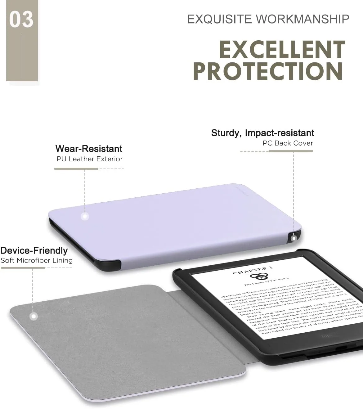 MoKo Case Fits 6" Kindle Basic 11th Generation 2024/2022, Taro Purple