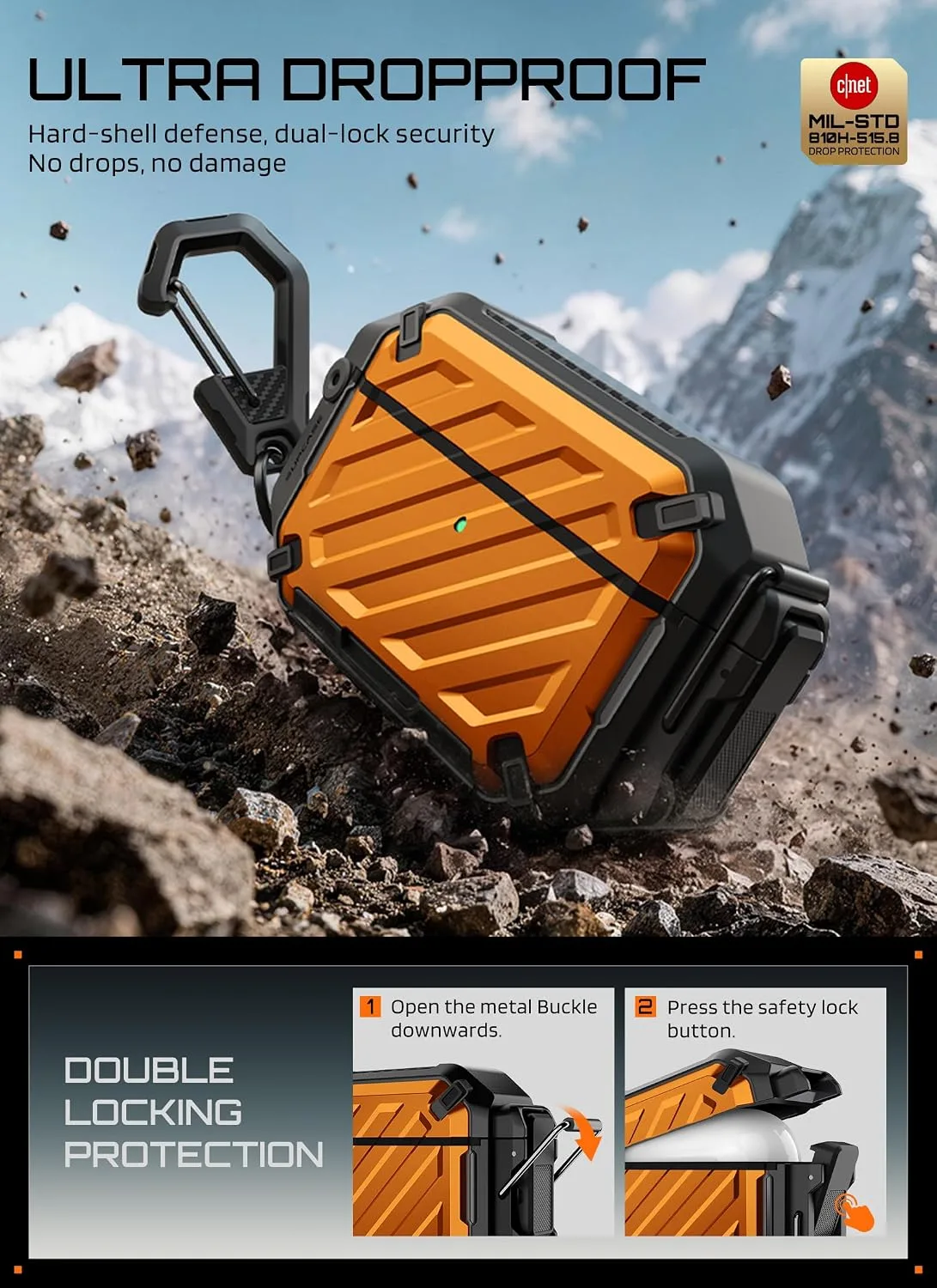 SUPCASE for AirPods Pro 3 Case with IP68 Waterproof, Lock & Carabiner,Coral