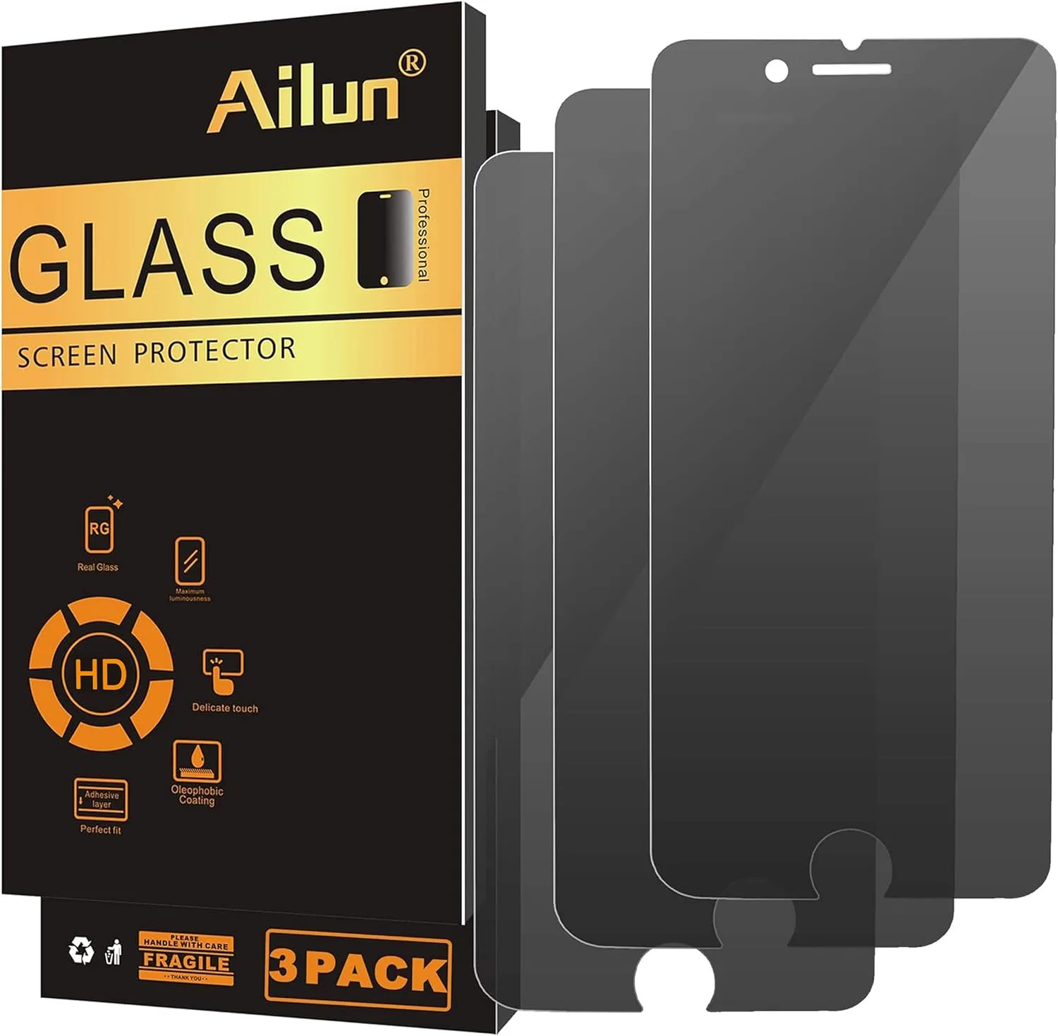 Ailun 3 Pack Privacy Screen Protector iPhone SE 2020/2022, iPhone 8/7/6/6s