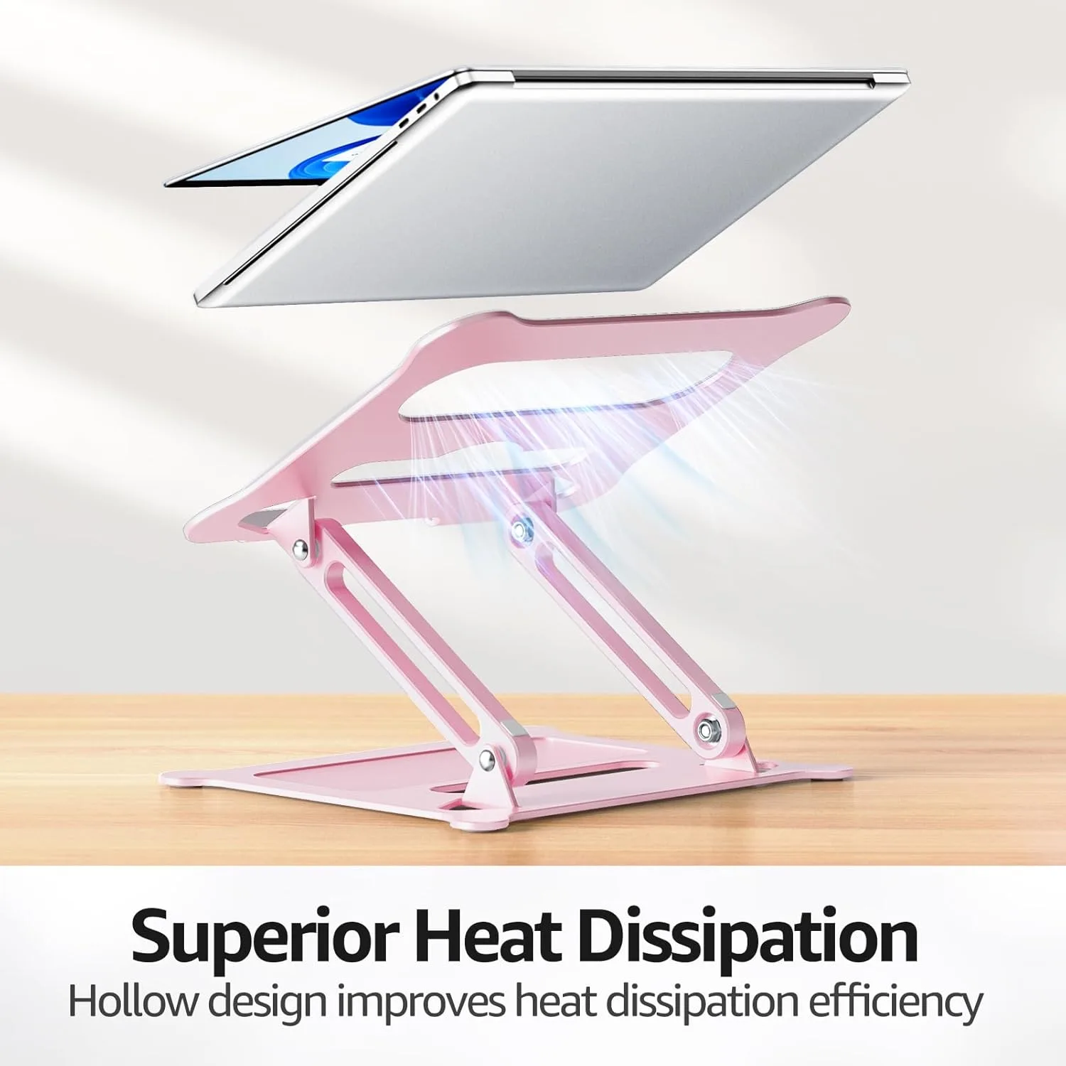 Urmust Adjustable Laptop Stand for Desk, 10-15.6“ Laptop Riser, Pink