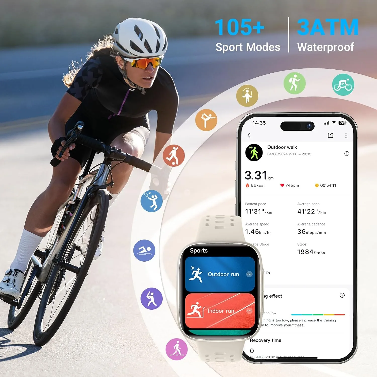 Smart Watches for Women/Men Android iPhone, [1.85" AMOLED Screen] Smartwatch Fitness Tracker 3ATM Waterproof with Bluetooth Calls, AI Control, Heart Rate/SpO2/Sleep Monitor, 7 Days Battery