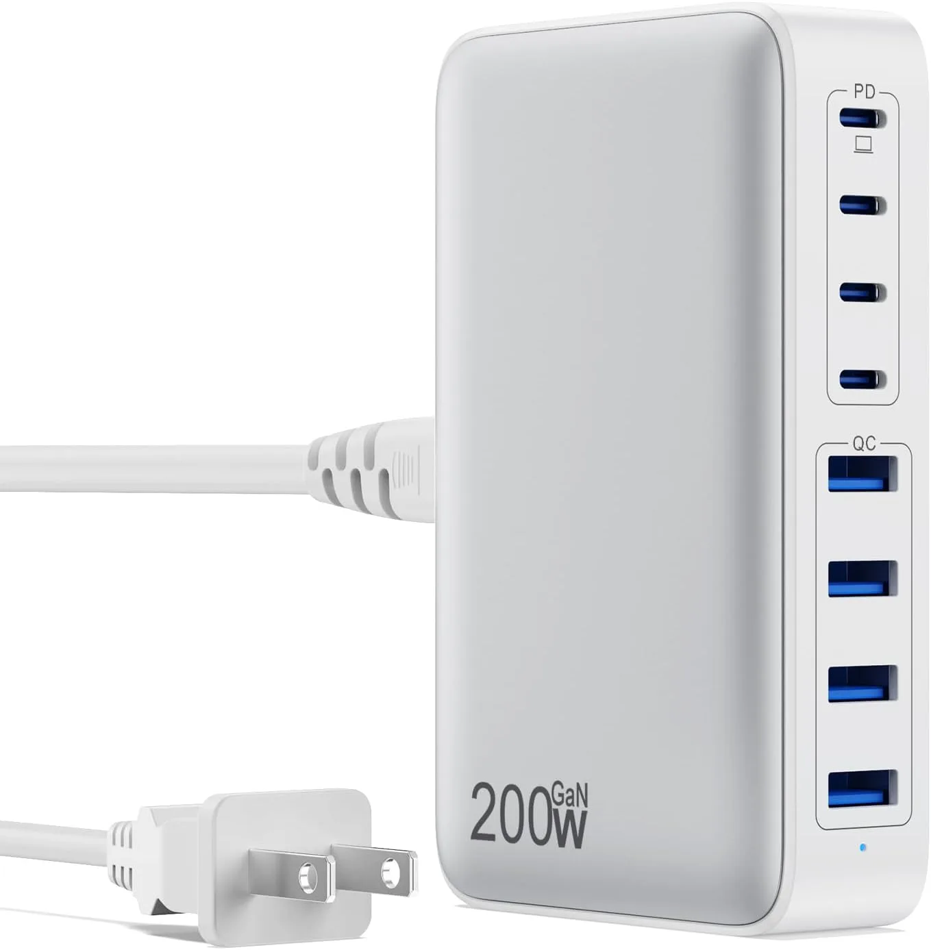 USB C Charger 200W USB C Charger Block,Upgraded GaN III 8-Port Fast Charging Station Hub,PD 65W Laptop Charging Adapter Compatible with MacBook Pro/Air,DELL,Steam Deck,iPhone 16/15/14,Galaxy S23/22
