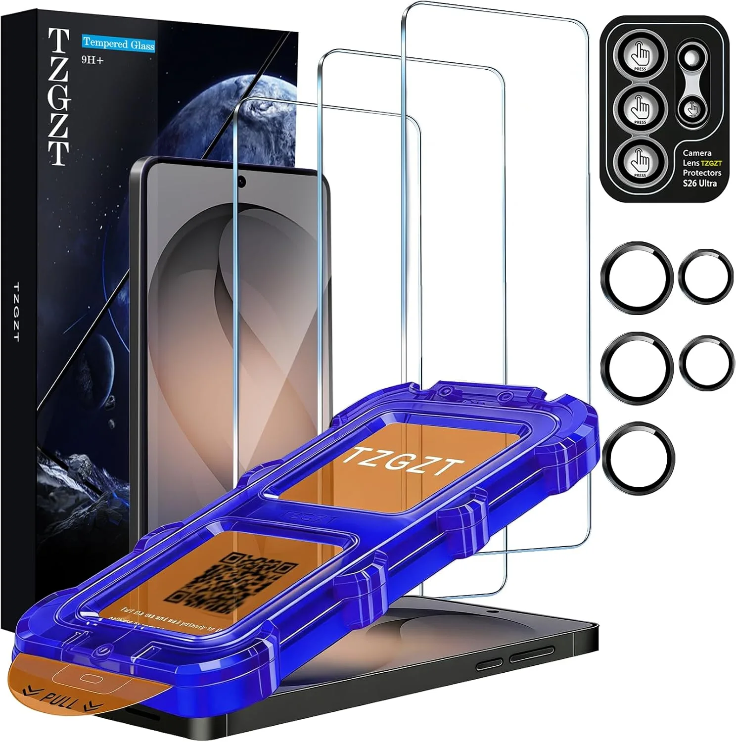 Protector de pantalla TZGZT para Samsung Galaxy S26 Ultra 6.9 pulgadas 3 unidades vidrio templado