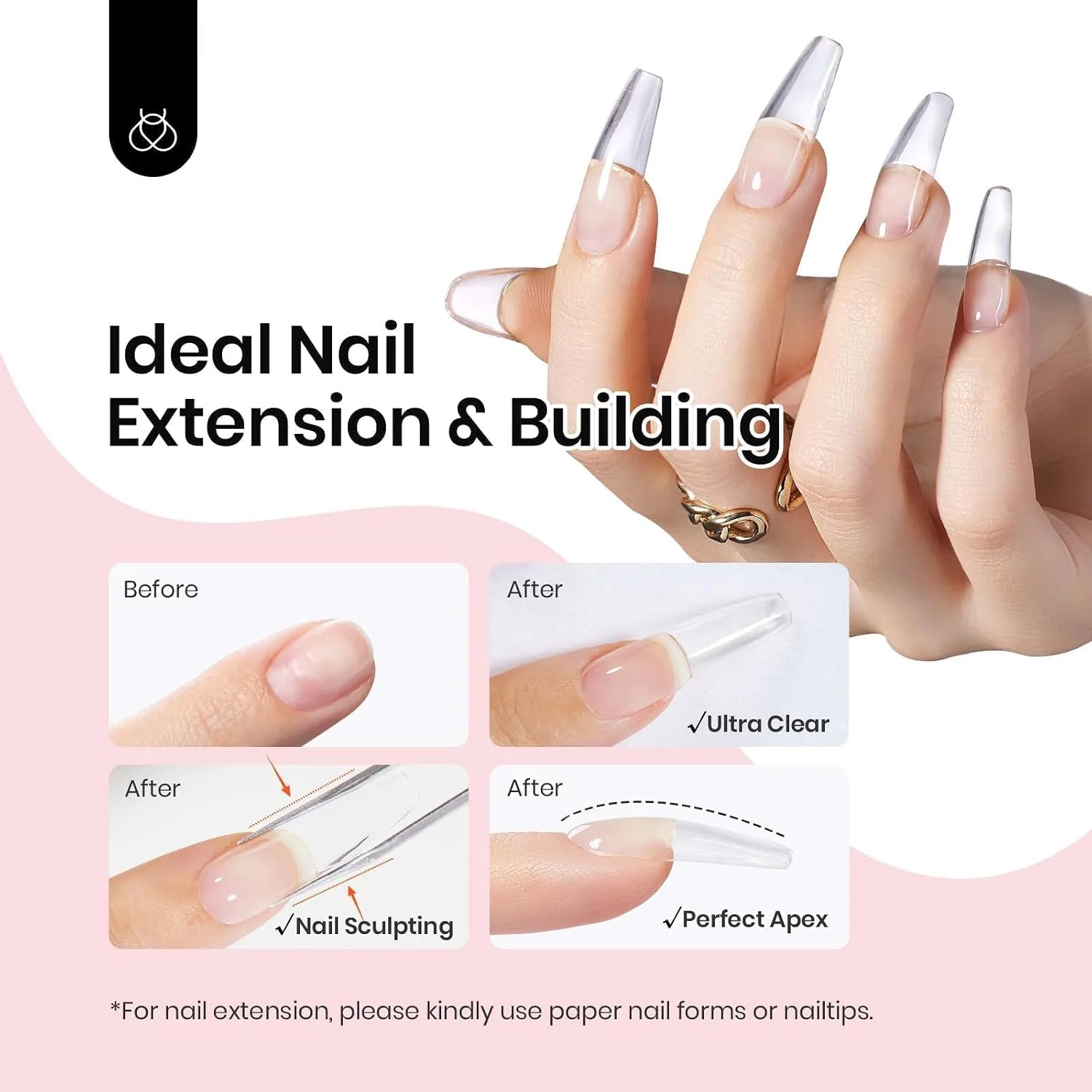 Beetles Hard Gel Kit Low Heat, Mint Sheer 2 Pcs Clear Builder Nail Gel Nail