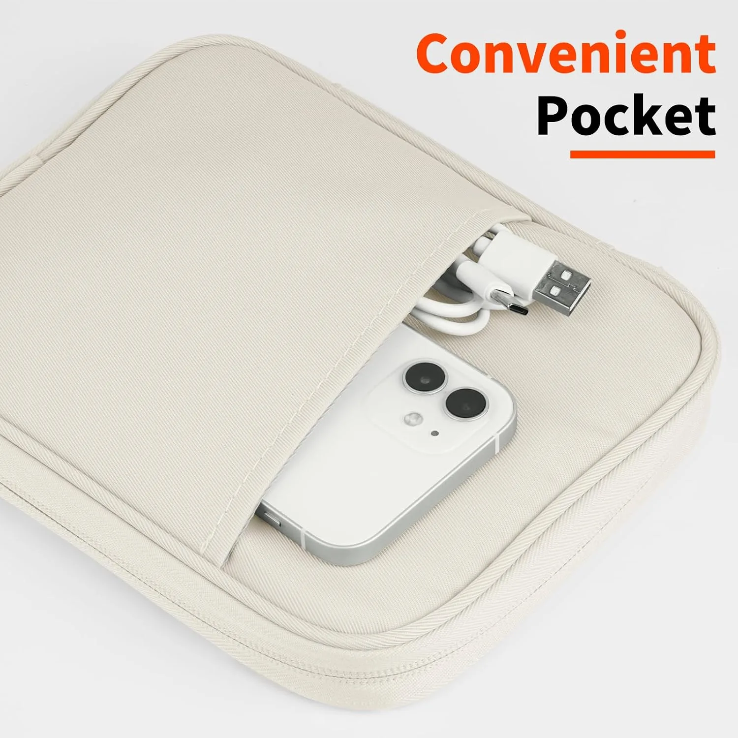 HoYiXi Universal Sleeve Bag for 6",6.8",7" Kindle Paperwhite/Colorsoft 2024-2012 Compatible with 6"-6.8" All-New Kindle/Kobo/Tolino/Sony,6" EReader with Anti-Drop Protective Cover,White
