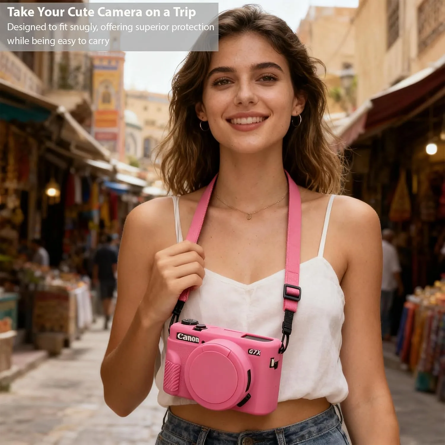 Camera Case for Canon G7X Mark II / G7X II - Rose Red