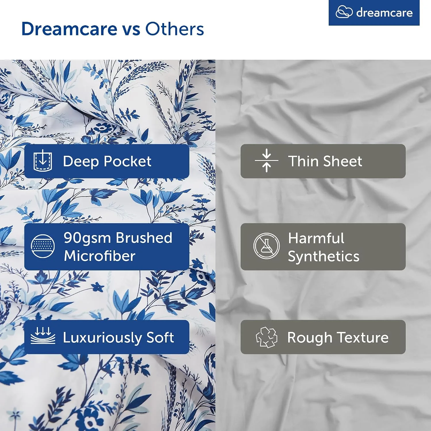 DREAMCARE Twin Sheets - 3 pcs Breathable Cooling Twin Bed Sheets
