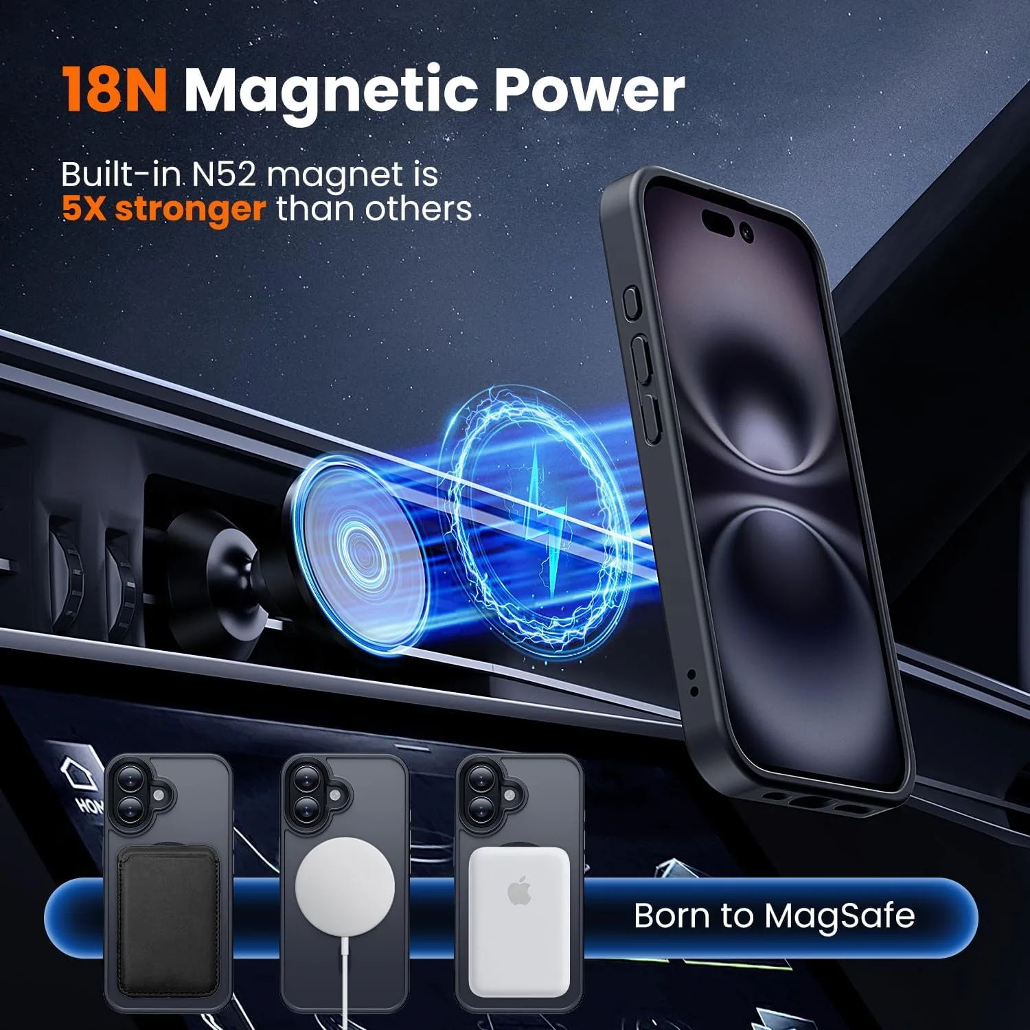 toushion 3 in 1 for iPhone 16 Case Matte Black