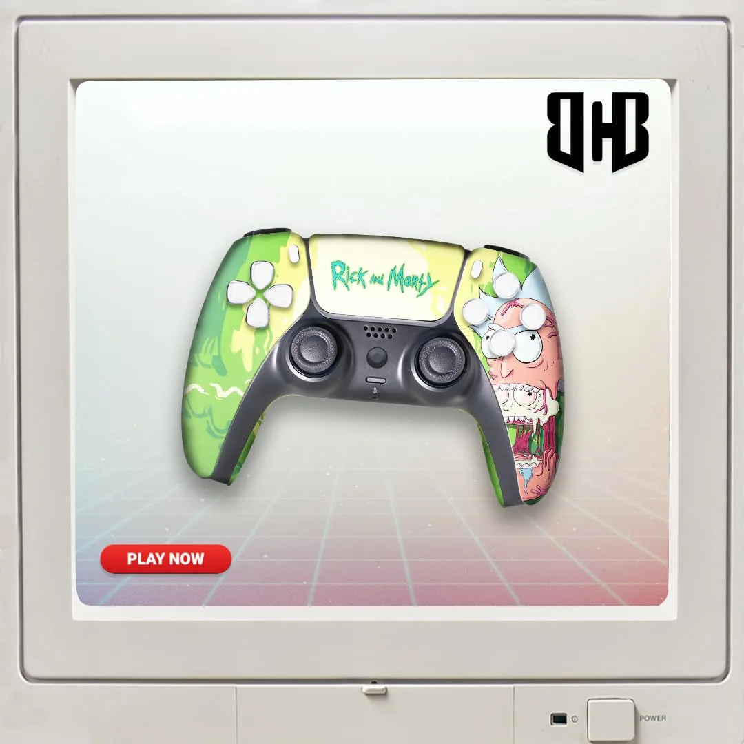 Riccky Mortty Custom PS-5 Controller Wireless compatible with Play-Station 5 Console by BCB Controllers | Proudly Customized in USA with Permanent HYDRO-DIP Printing (NOT JUST A SKIN)