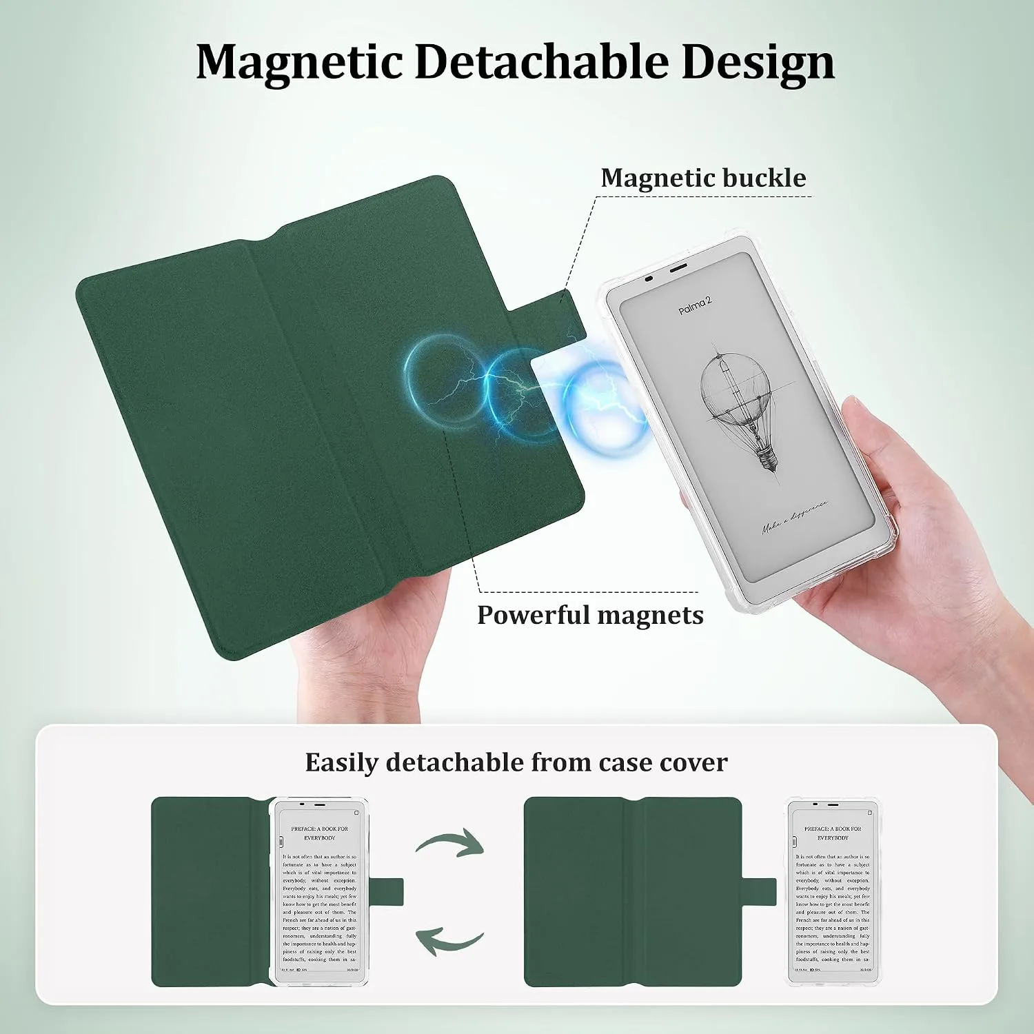 2in1 Case for Onyx BOOX Palma 2 Magnetic Detachable Folio Cover