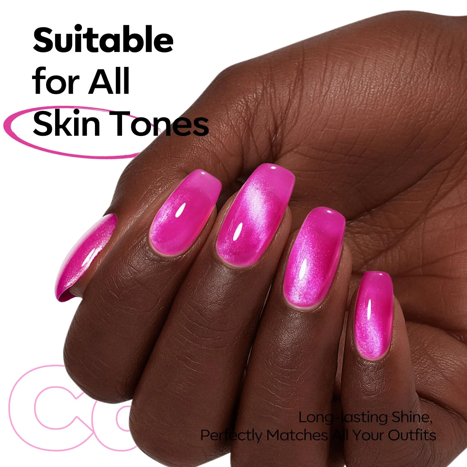modelones Cat Eye Gel Nail Polish Pink Glitter Holographic