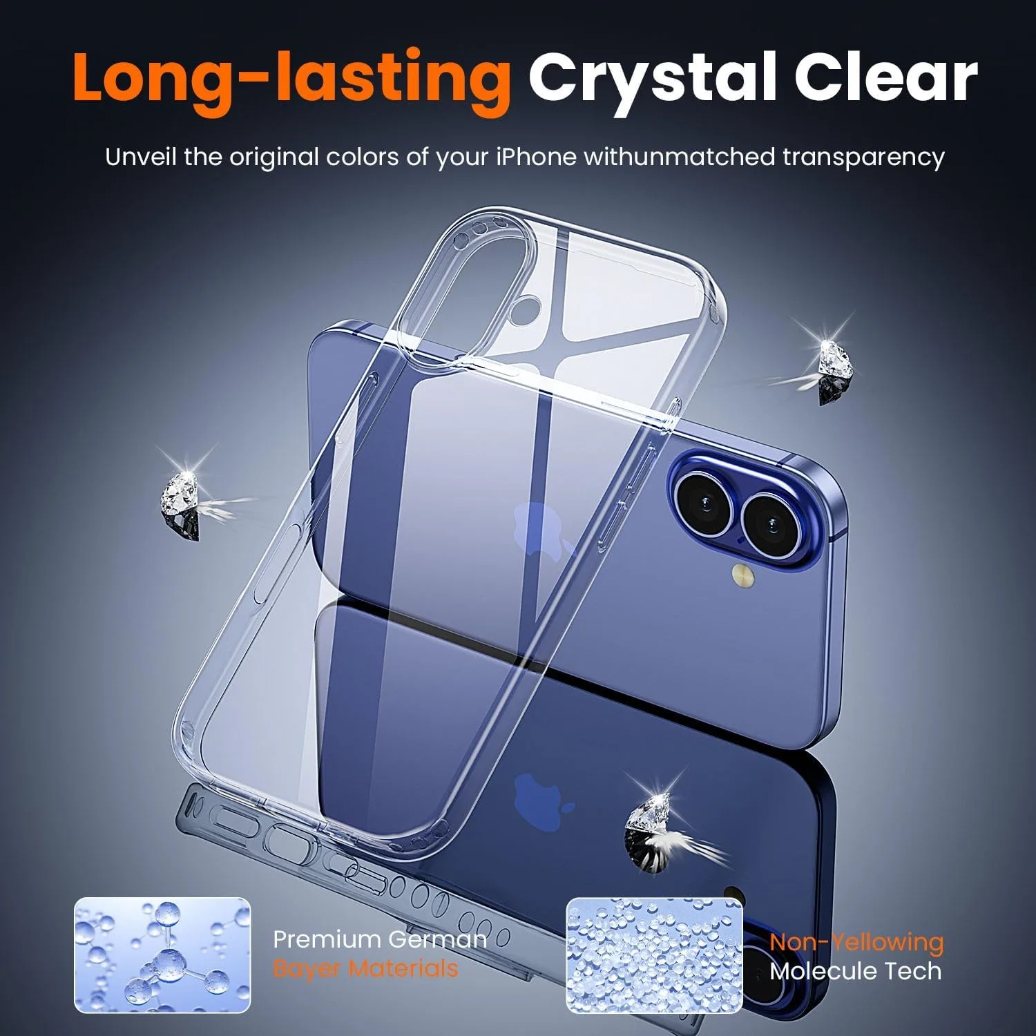 toushion 3 in 1 for iPhone 16 Case Transparent