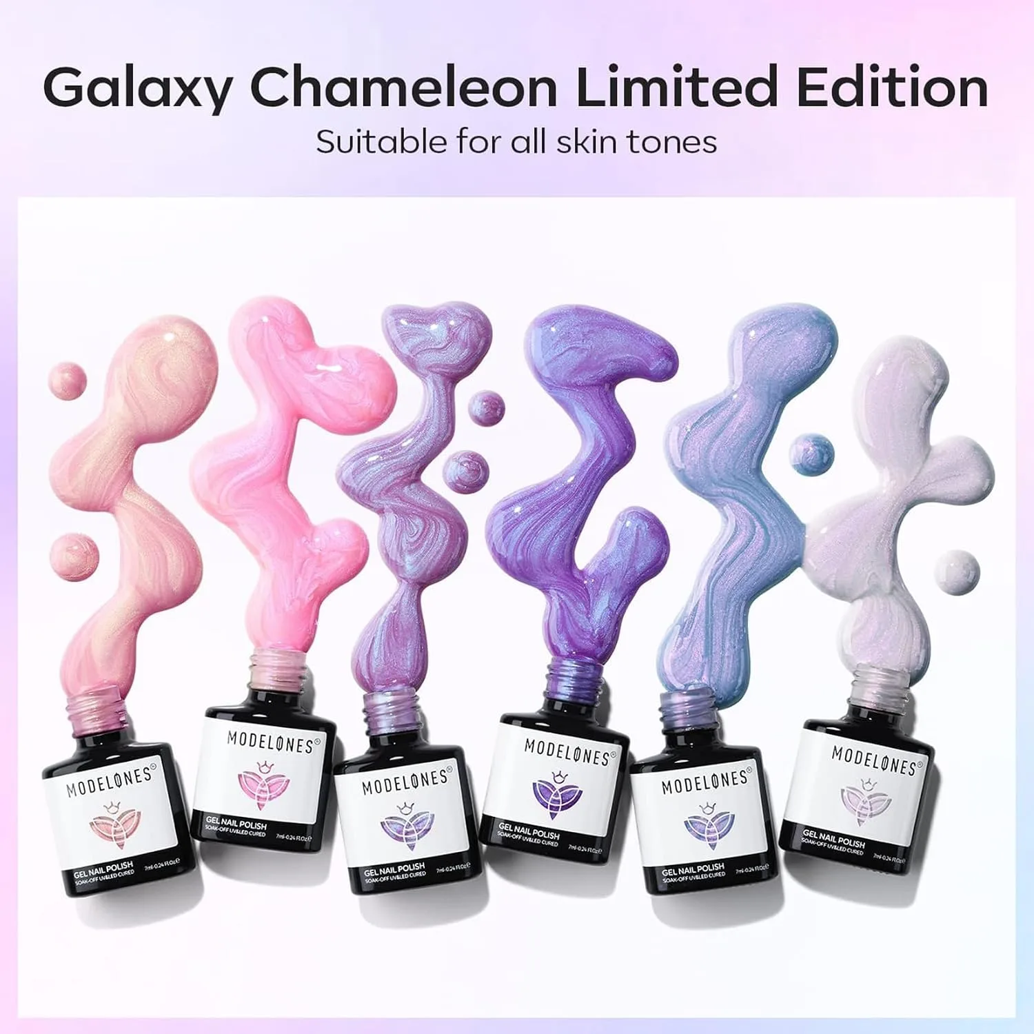 modelones Gel Nail Polish Glitter Pearl 6Colors Pink Purple White Spring