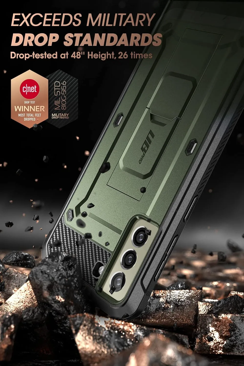 SUPCASE for Galaxy S21 FE Case with Built-in Screen Protector, Green