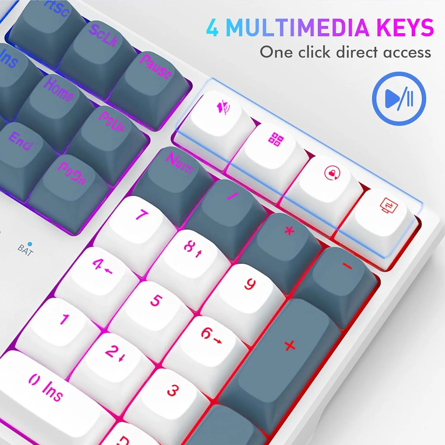 Redragon K668 PRO Wireless 108-Key Gasket RGB Gaming Keyboard, 4 Hotkeys
