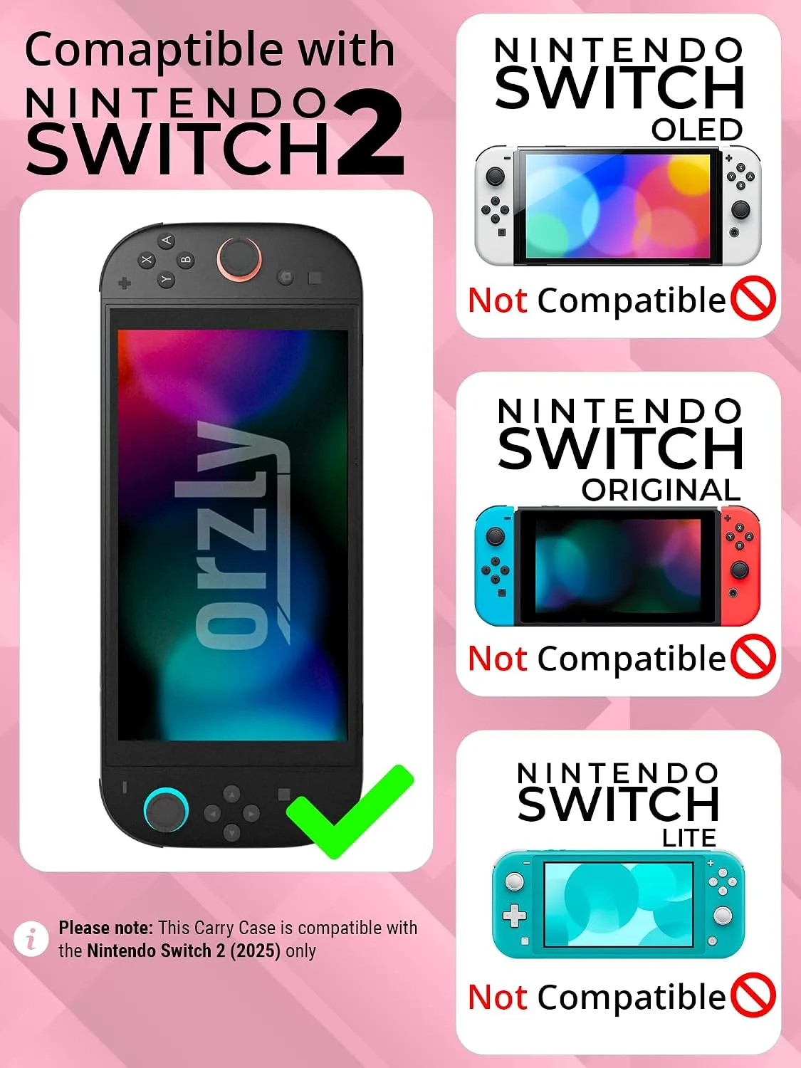 Orzly Case Compatible with Nintendo Switch 2 – Protective Travel Carry Case with Screen Padding, Game Card & microSD Slots, Zipped & Open Pockets for Accessories – 7.9" Gift Boxed