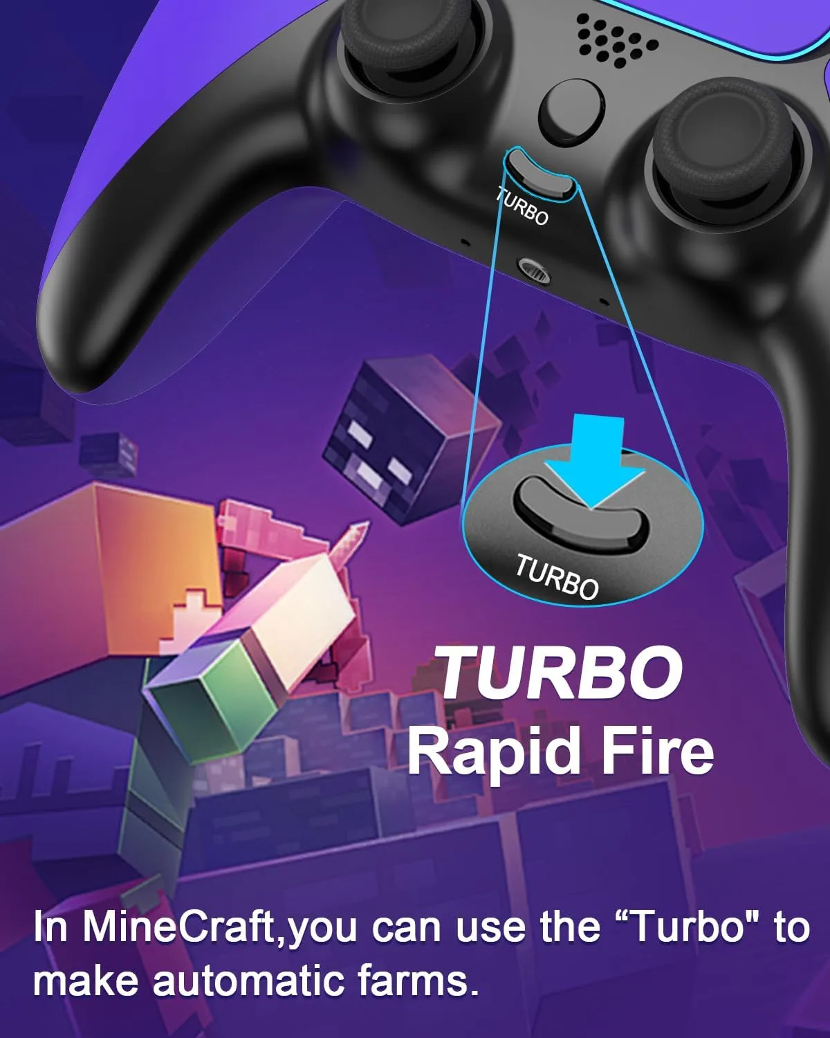 Enstixsm Upgraded for Luna Controller with Back Paddles,Turbo,Wireless Fire TV Game Controllers for PC,GeForce NOW,Firestick,Replacement for Luna Gamepad with ALPS Joystick,No Drift Stick,Purple