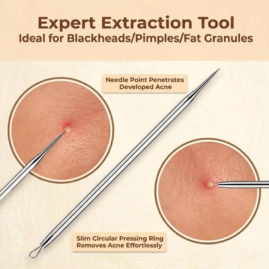 2 Pcs Pimple Popper Tool Blackhead Remover, Comedone Extractor for Acne