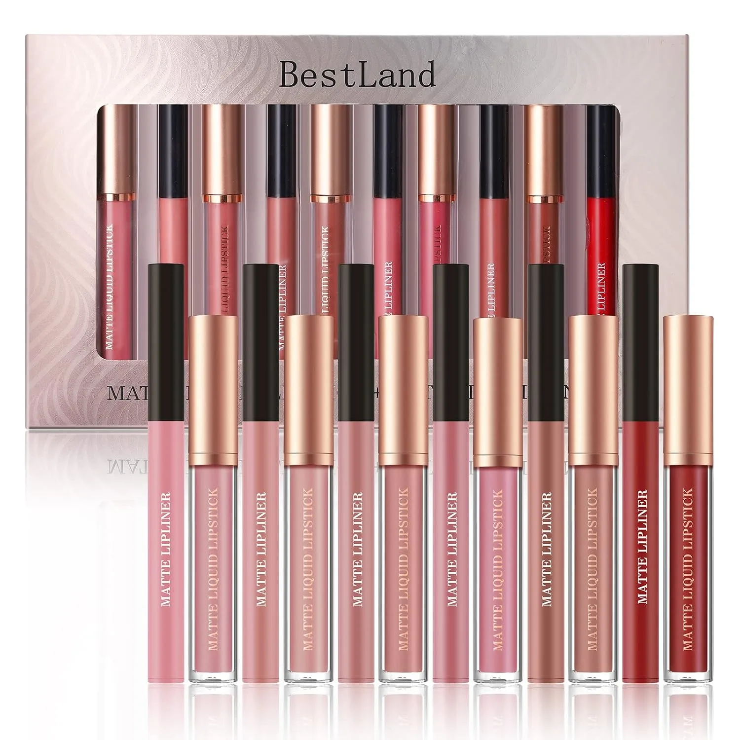 12Pcs Matte Liquid Lipstick and Lip Liner Set, Lip Makeup Combo (Set C)