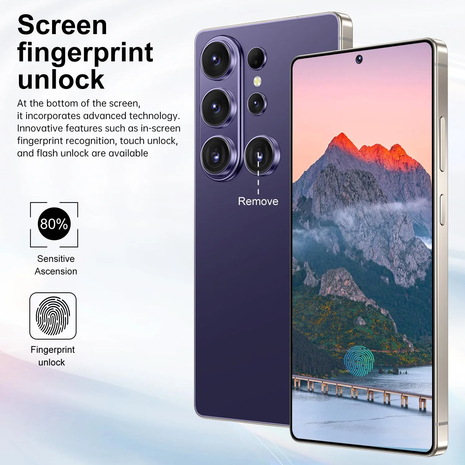 Huness S26 Ultra Unlocked Phone,Built in Pen The Phone,Cell Phone Battery 7000mAh 6.99" HD Screen,Android 15 16+512GB Smartphone,Dual SIM/5G/Face ID/Fingerprint Lock/GPS (Deep Purple)