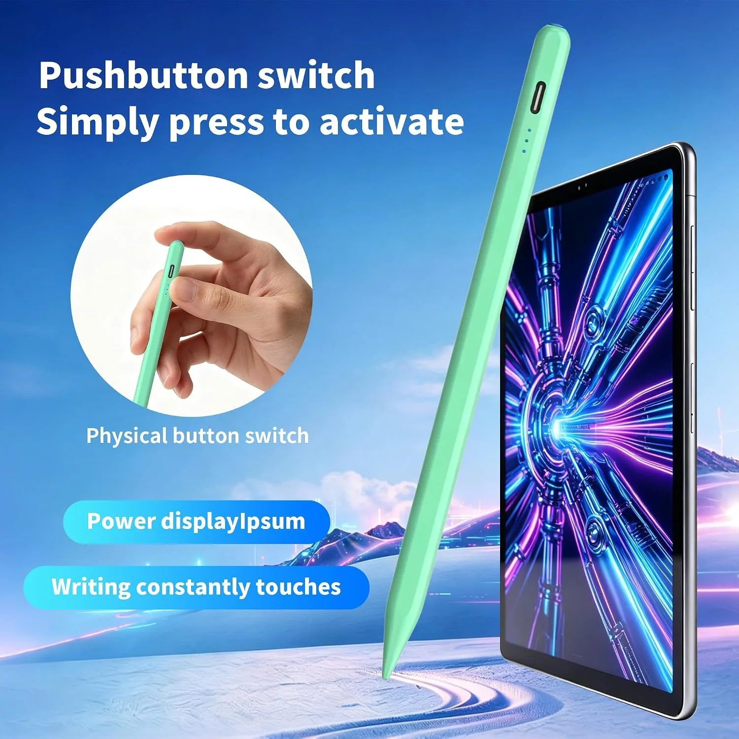 Stylus Pen Compatible with Nintendo Switch 1/2/OLED,for Amazom Max 11,HD 10 Table,Upgraded new Model, Precise Writing Pencil,Fast Charging,Auto Sleep,Button on/Off (Green)