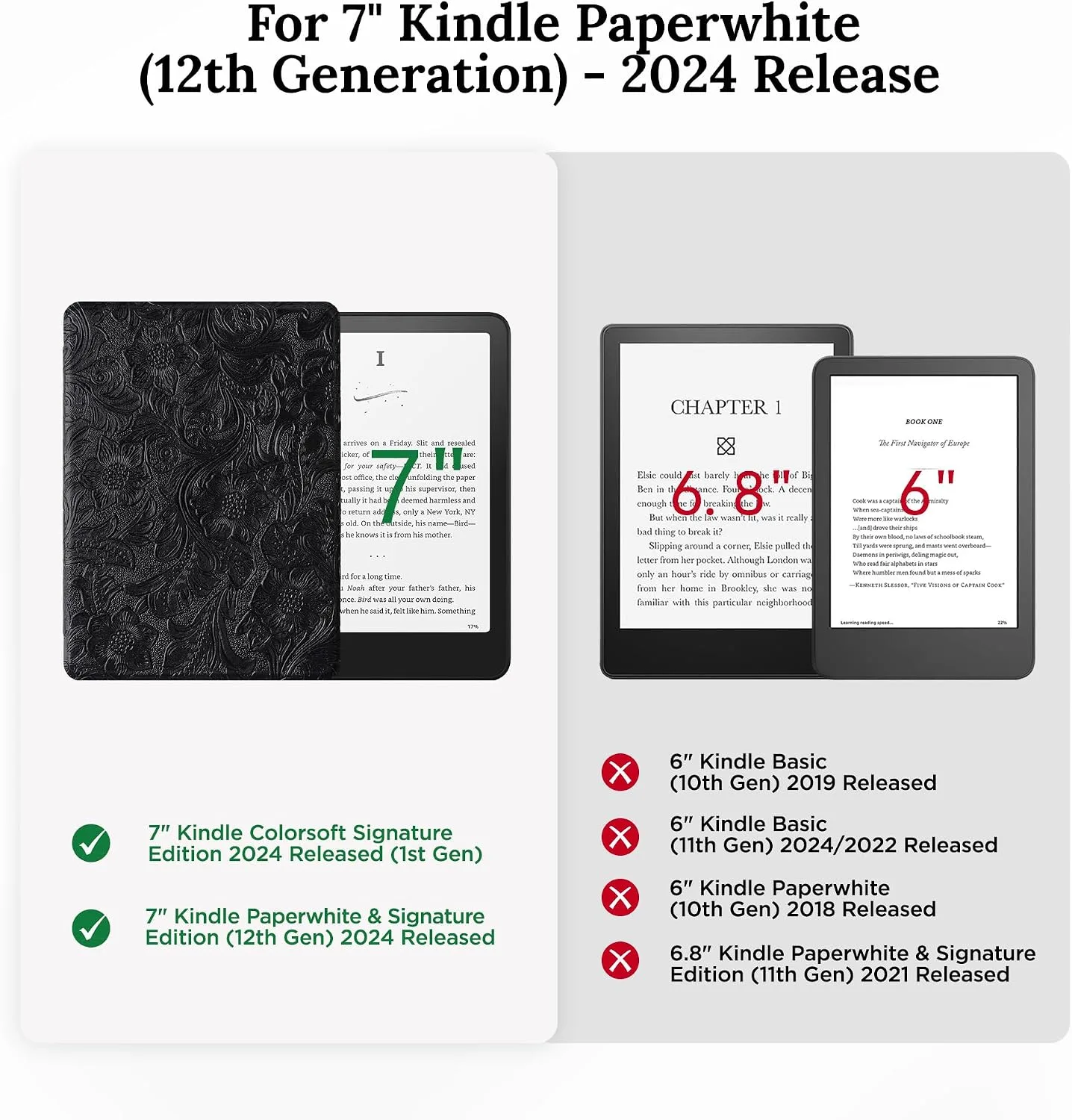 SESENSE Magnetic Case for 7'' Kindle Paperwhite 12th Gen 2024 & Colorsoft
