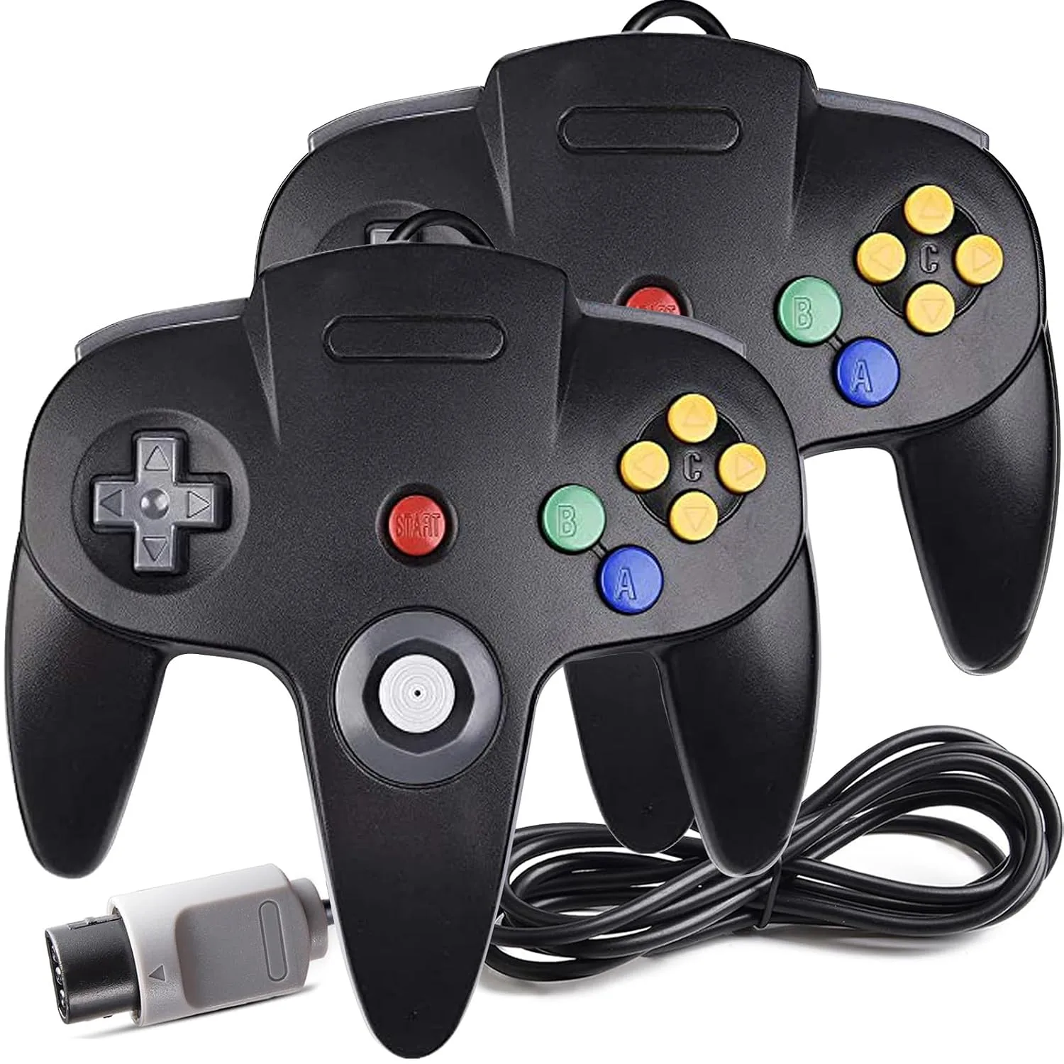 miadore Retro N64 Wired Controller,2 Pack Remote Joystick Gamepad Controller Compatible with N64 Video Game System Console (black)